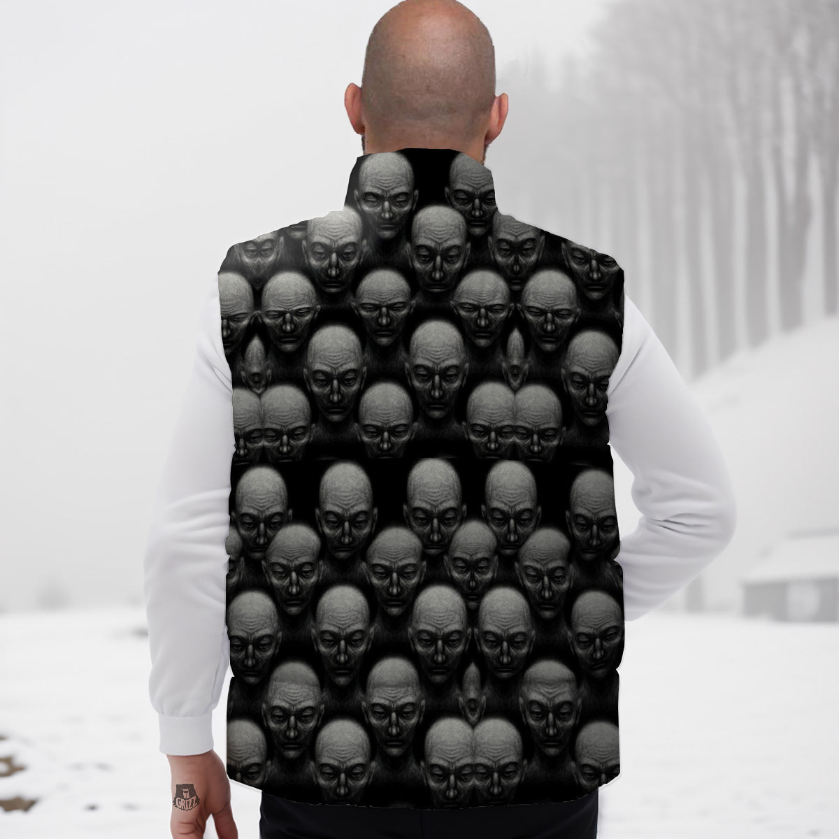 Pattern Print Pink Ribbon Breast Cancer Awareness Down Vest