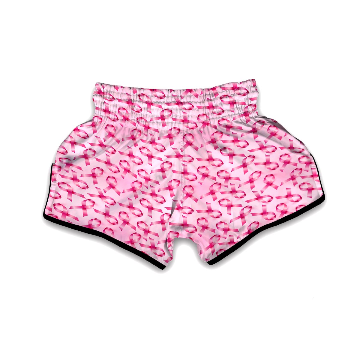Pattern Print Pink Ribbon Breast Cancer Awareness Muay Thai Boxing Shorts-grizzshop