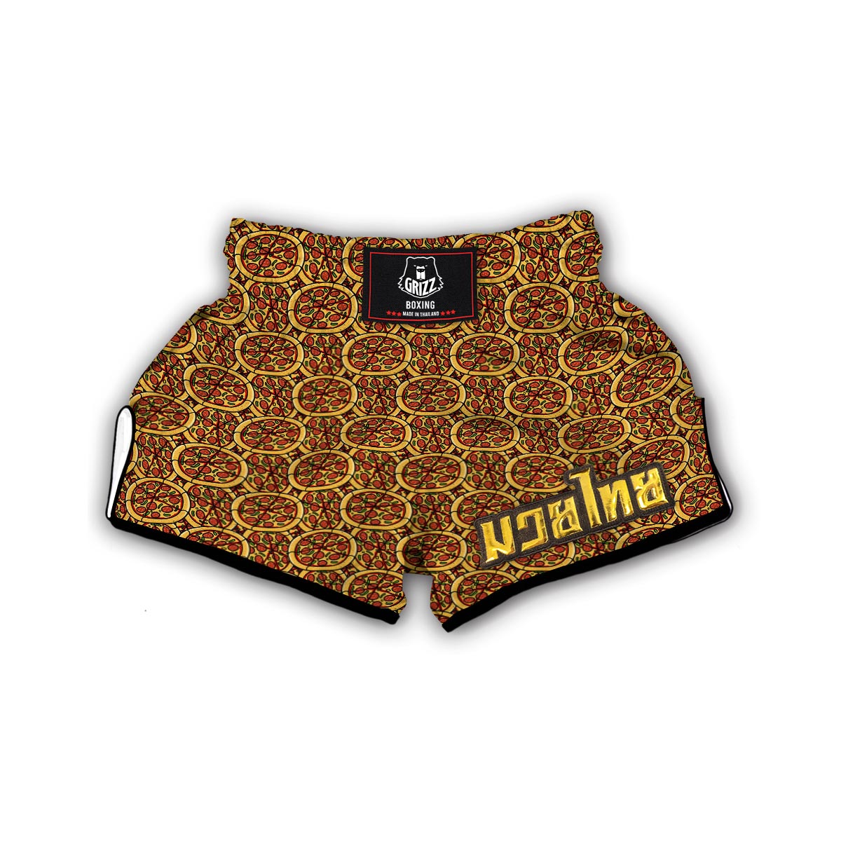 Pattern Print Pizza Muay Thai Boxing Shorts-grizzshop
