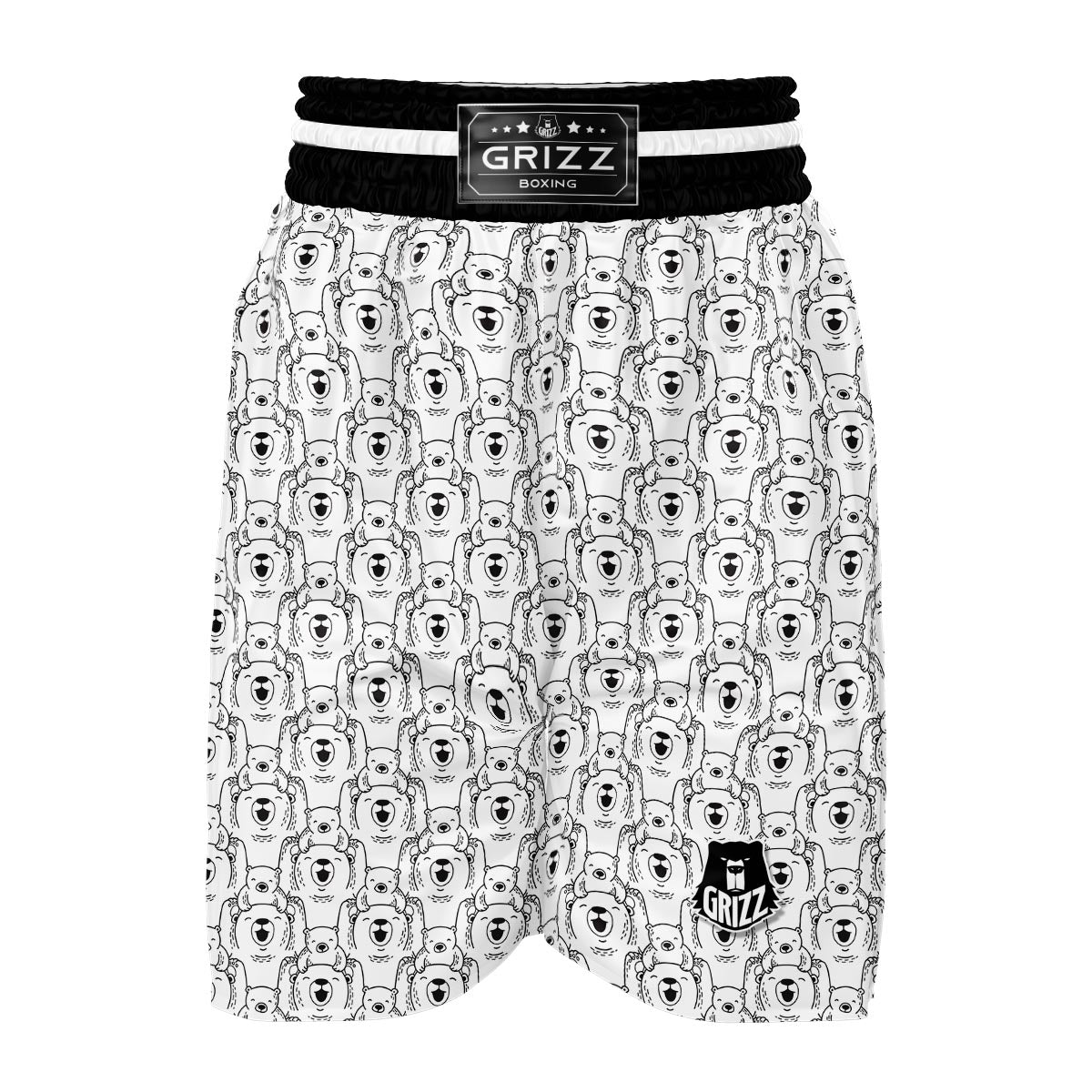 Pattern Print Polar Bear Boxing Shorts-grizzshop