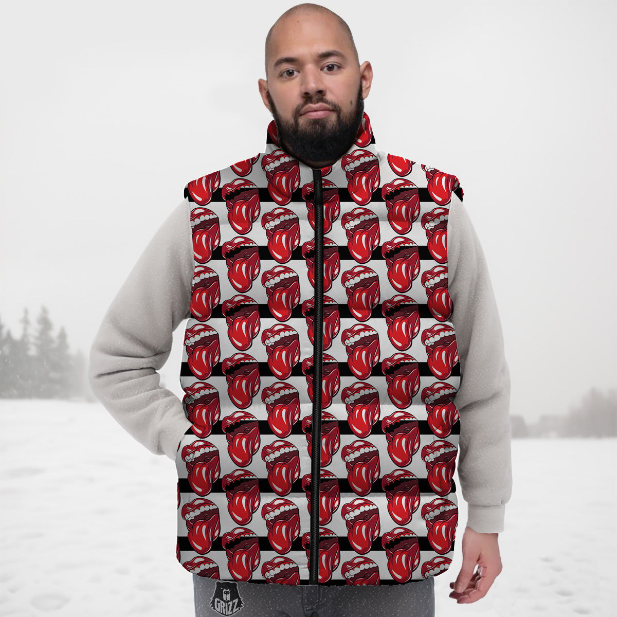 Pattern Print Polar Bear Down Vest