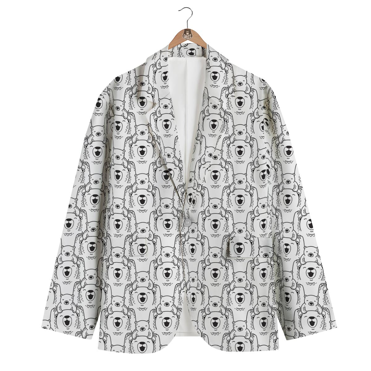 Pattern Print Polar Bear Men's Blazer-grizzshop
