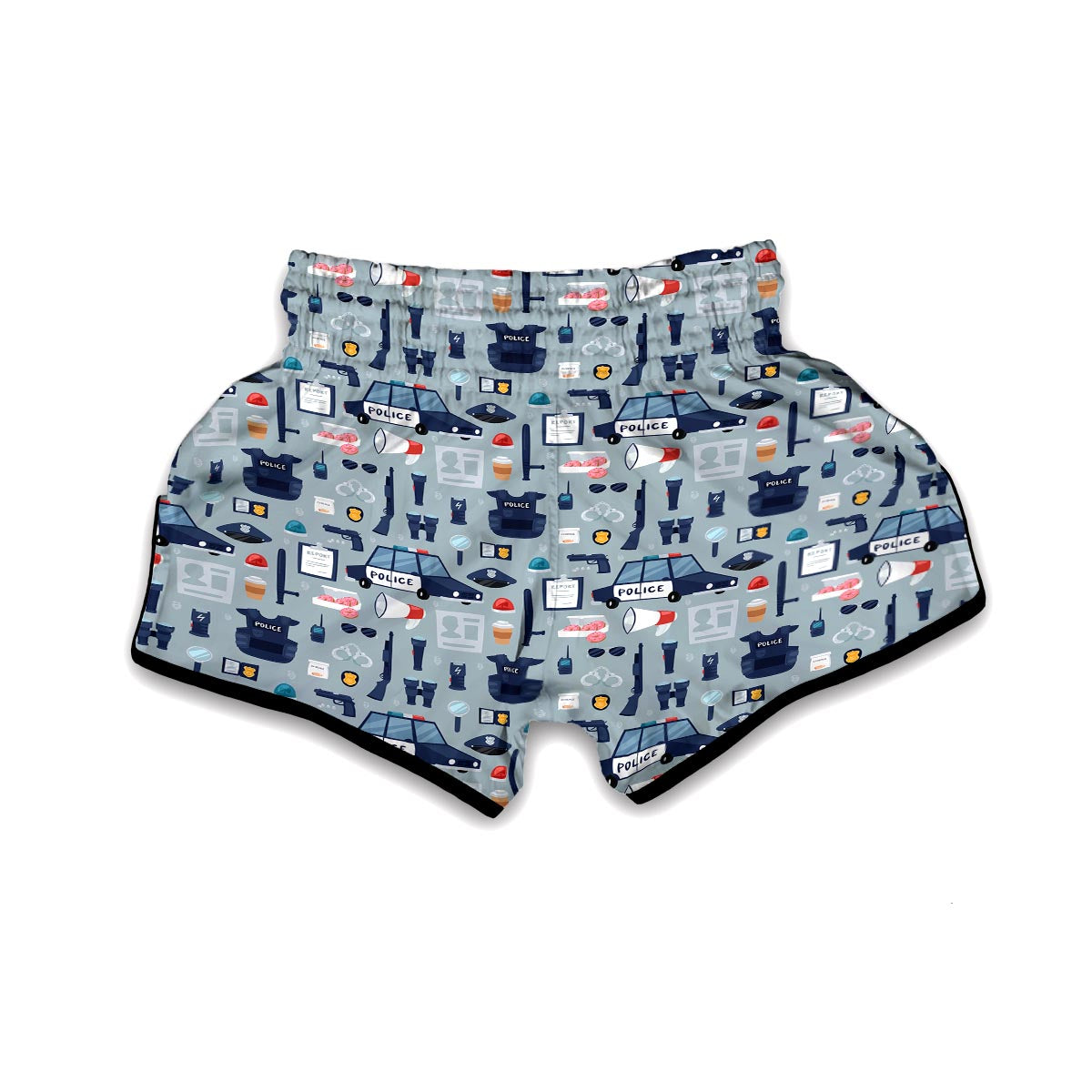 Pattern Print Police Muay Thai Boxing Shorts-grizzshop