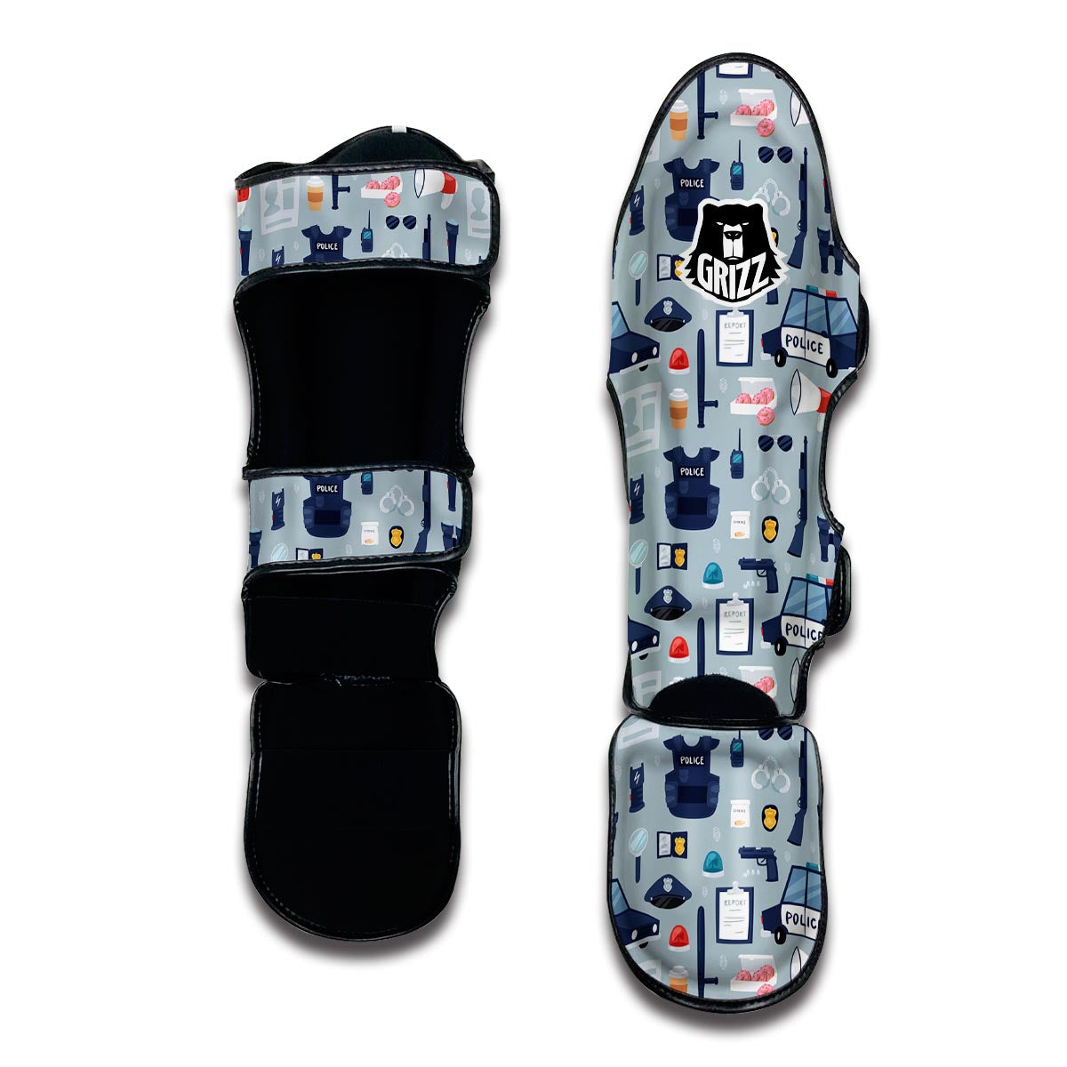 Pattern Print Police Muay Thai Shin Guards-grizzshop