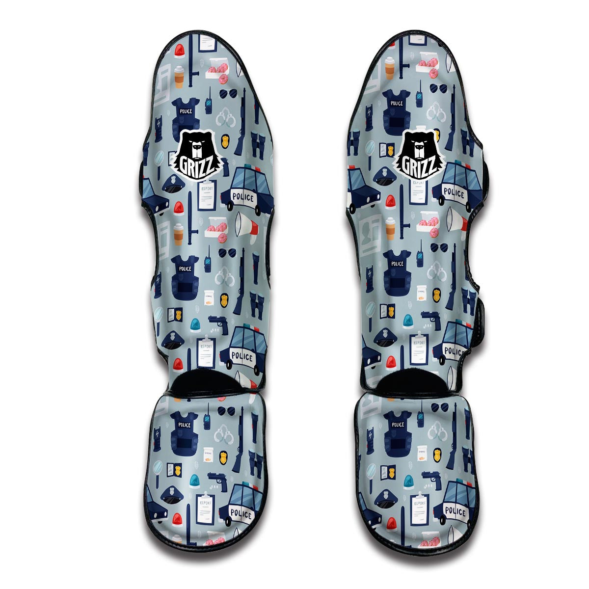 Pattern Print Police Muay Thai Shin Guards-grizzshop