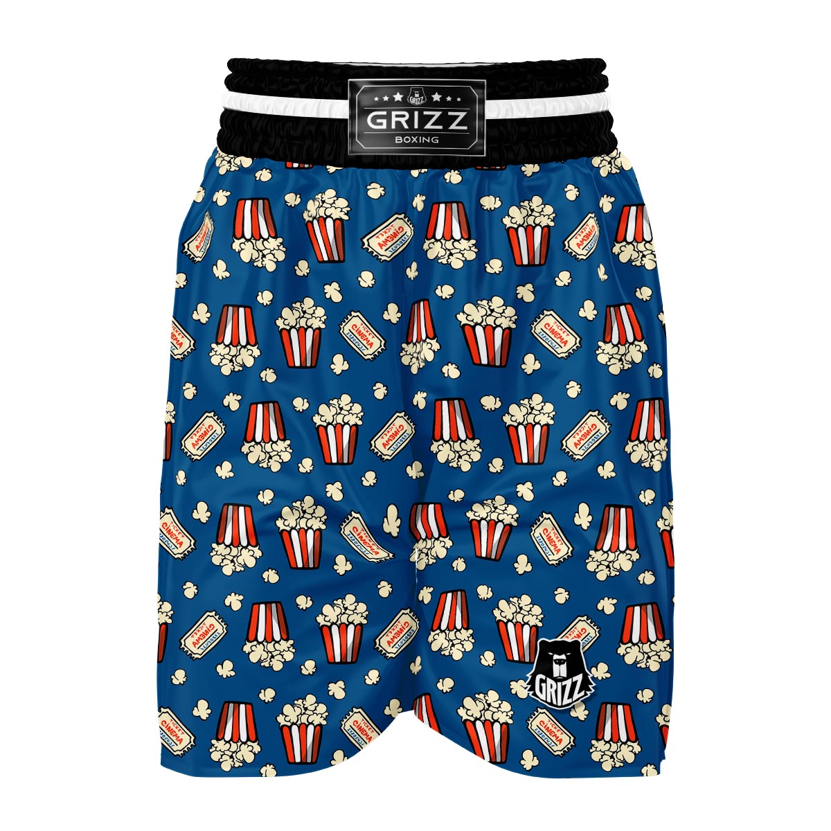 Pattern Print Popcorn Boxing Shorts-grizzshop