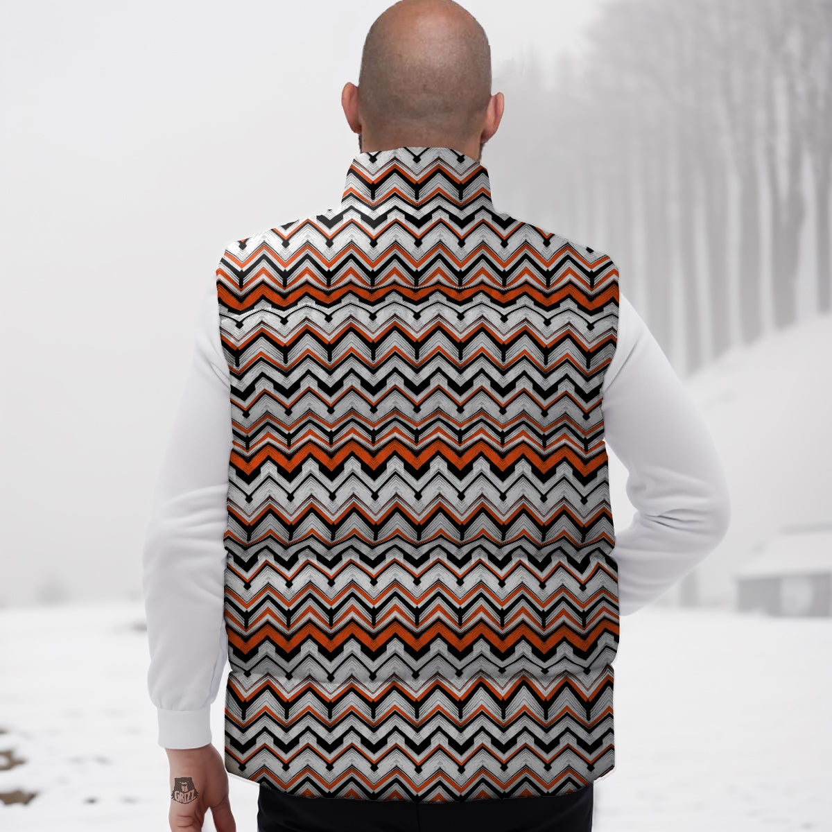 Pattern Print Raccoon Down Vest