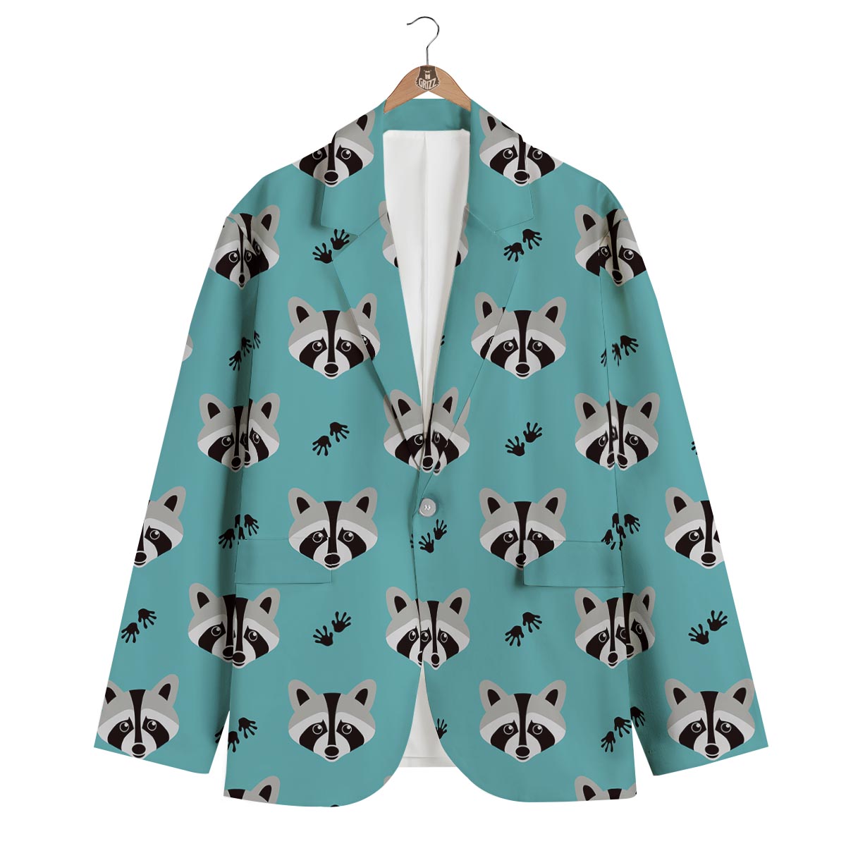 Pattern Print Raccoon Men's Blazer-grizzshop
