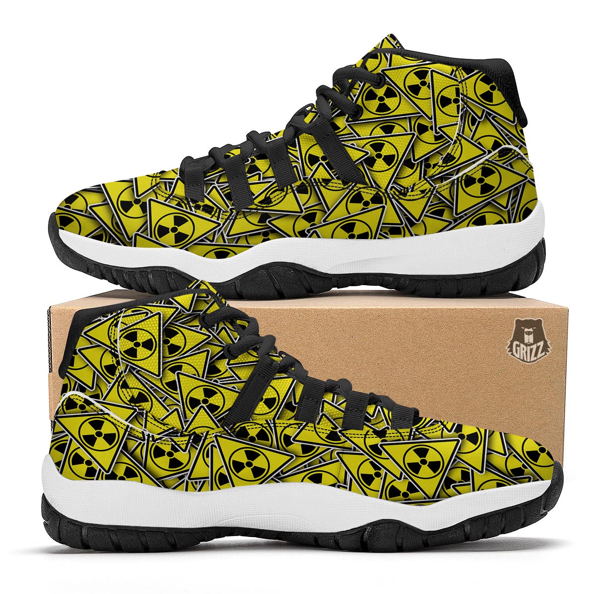 Pattern Print Radiation Black Bball Shoes-grizzshop