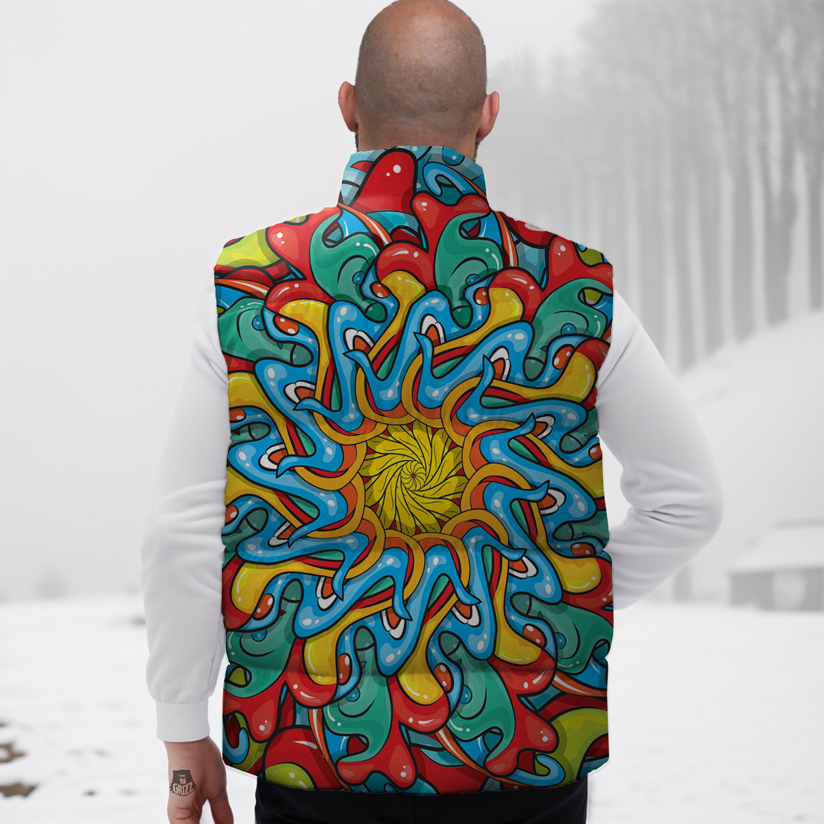 Pattern Print Rainbow Colorful Down Vest