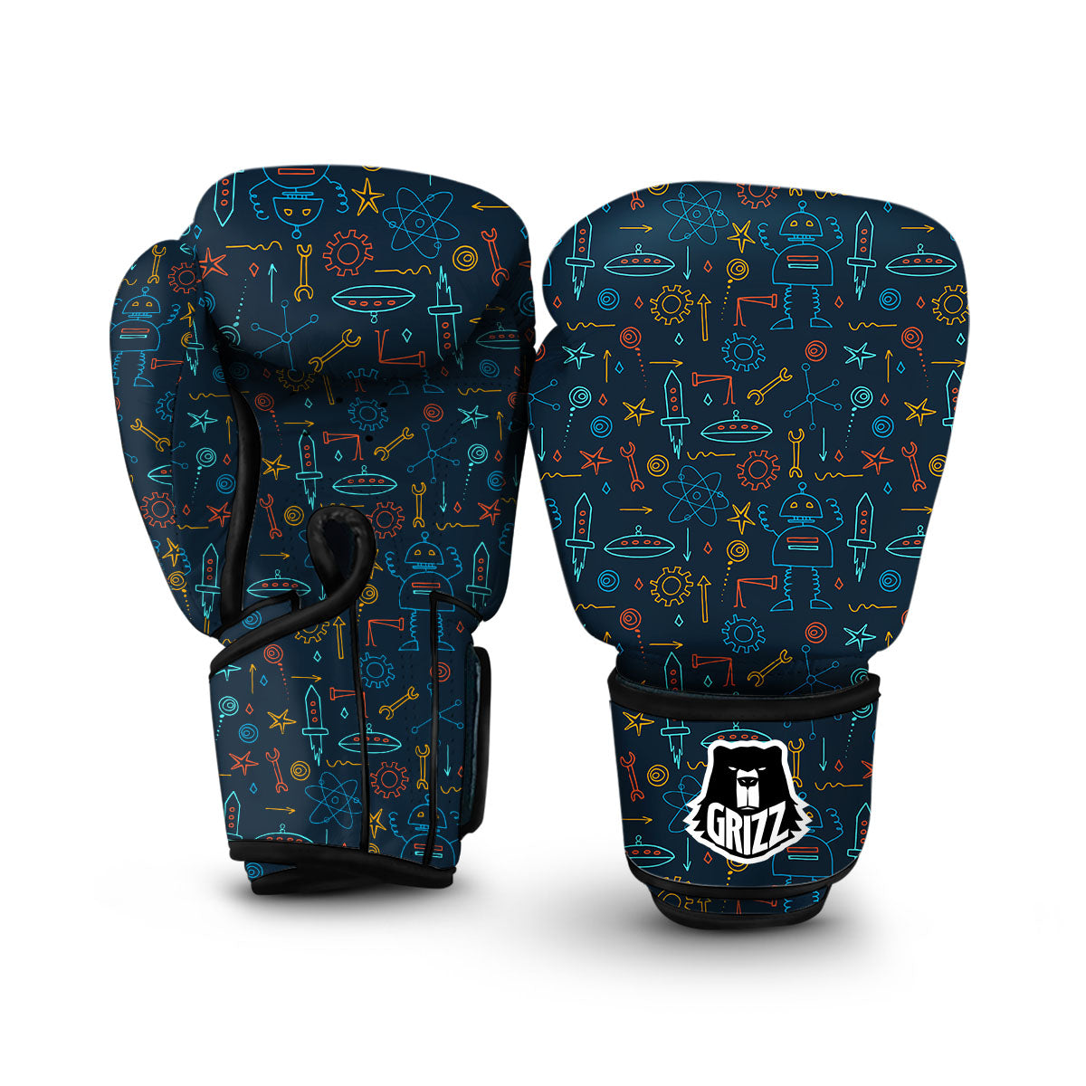Pattern Print Robot Cyborg Boxing Gloves-grizzshop