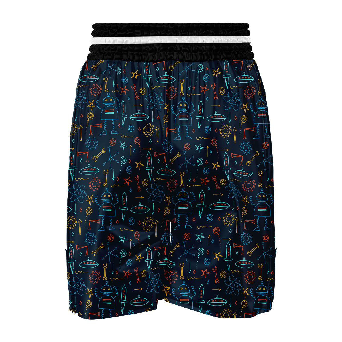 Pattern Print Robot Cyborg Boxing Shorts-grizzshop