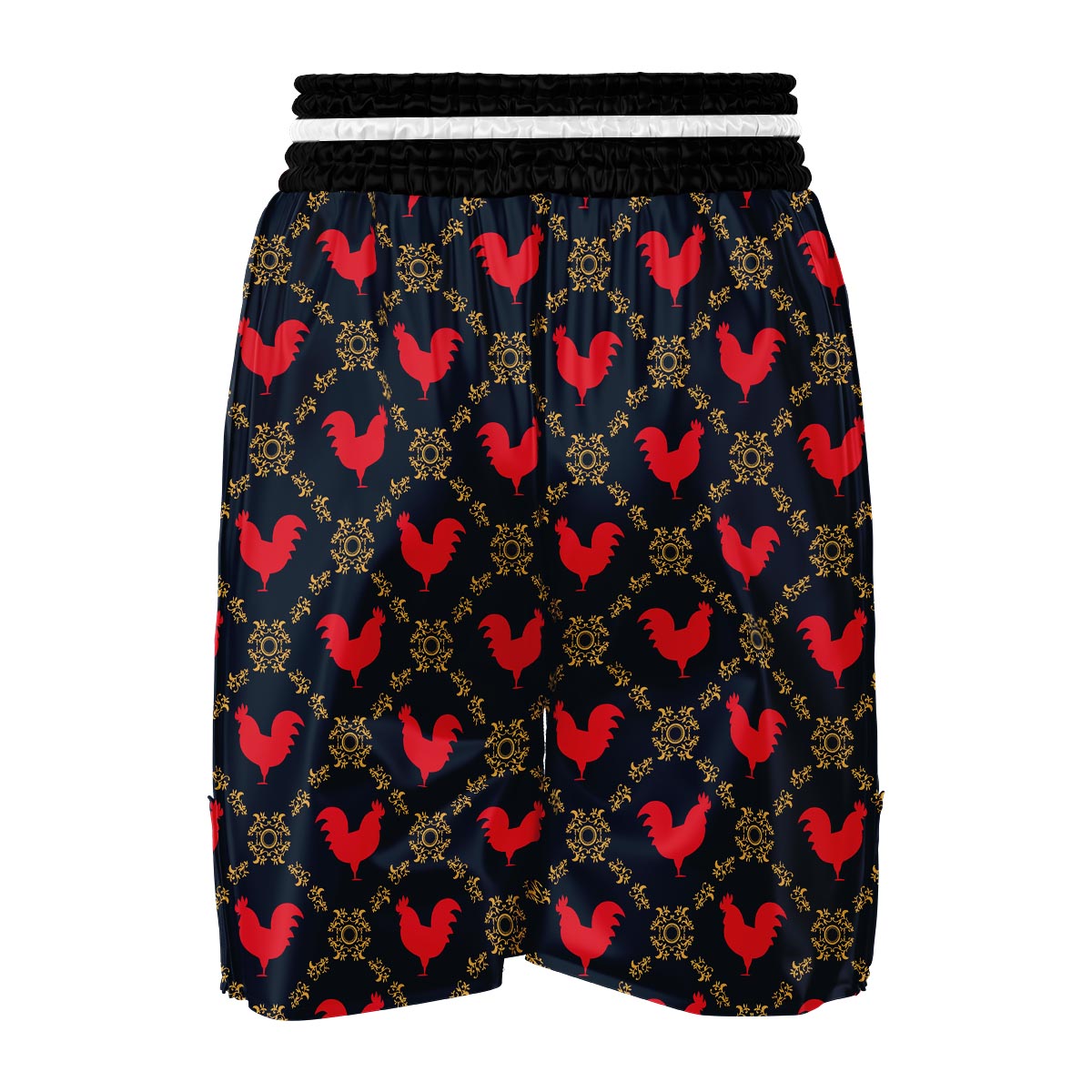 Pattern Print Rooster Boxing Shorts-grizzshop