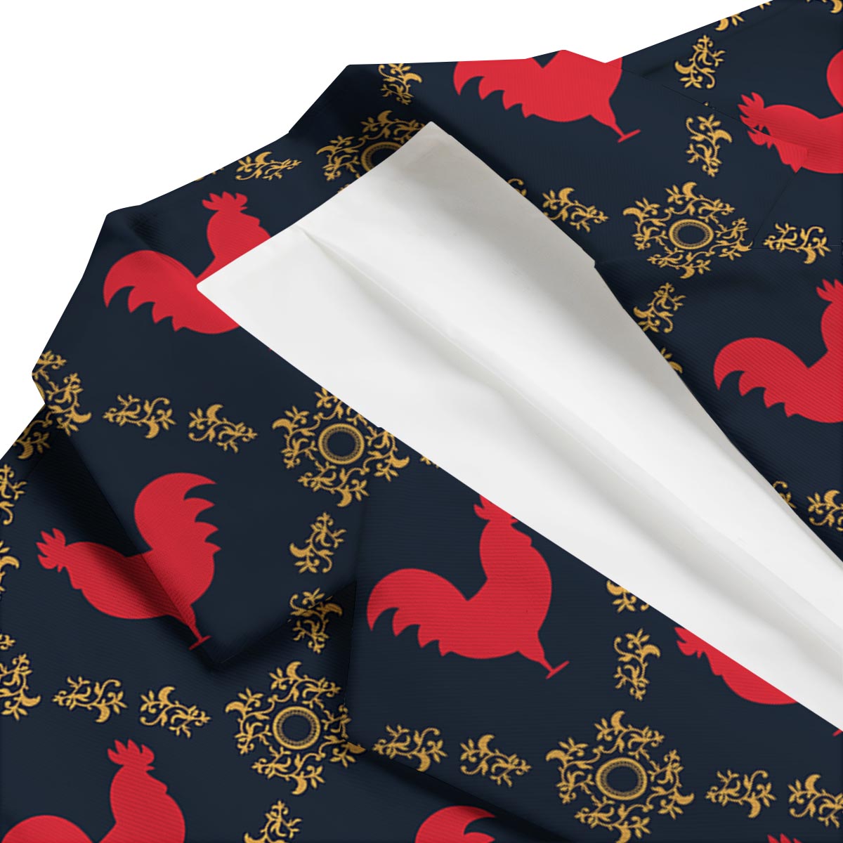 Pattern Print Rooster Men's Blazer-grizzshop