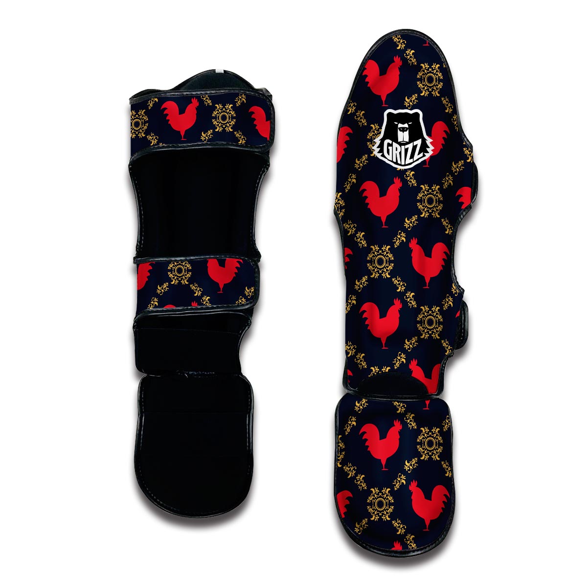 Pattern Print Rooster Muay Thai Shin Guards-grizzshop