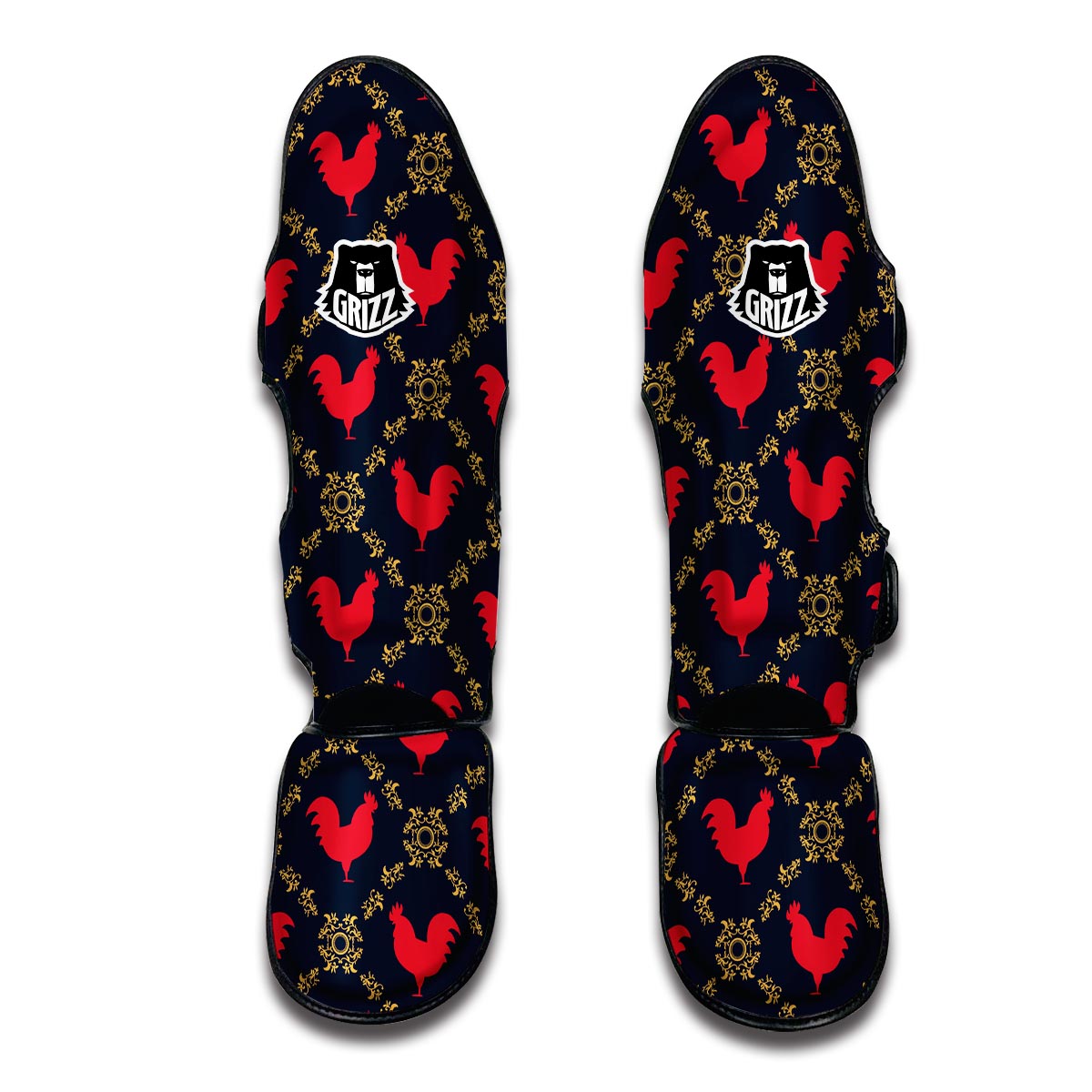 Pattern Print Rooster Muay Thai Shin Guards-grizzshop