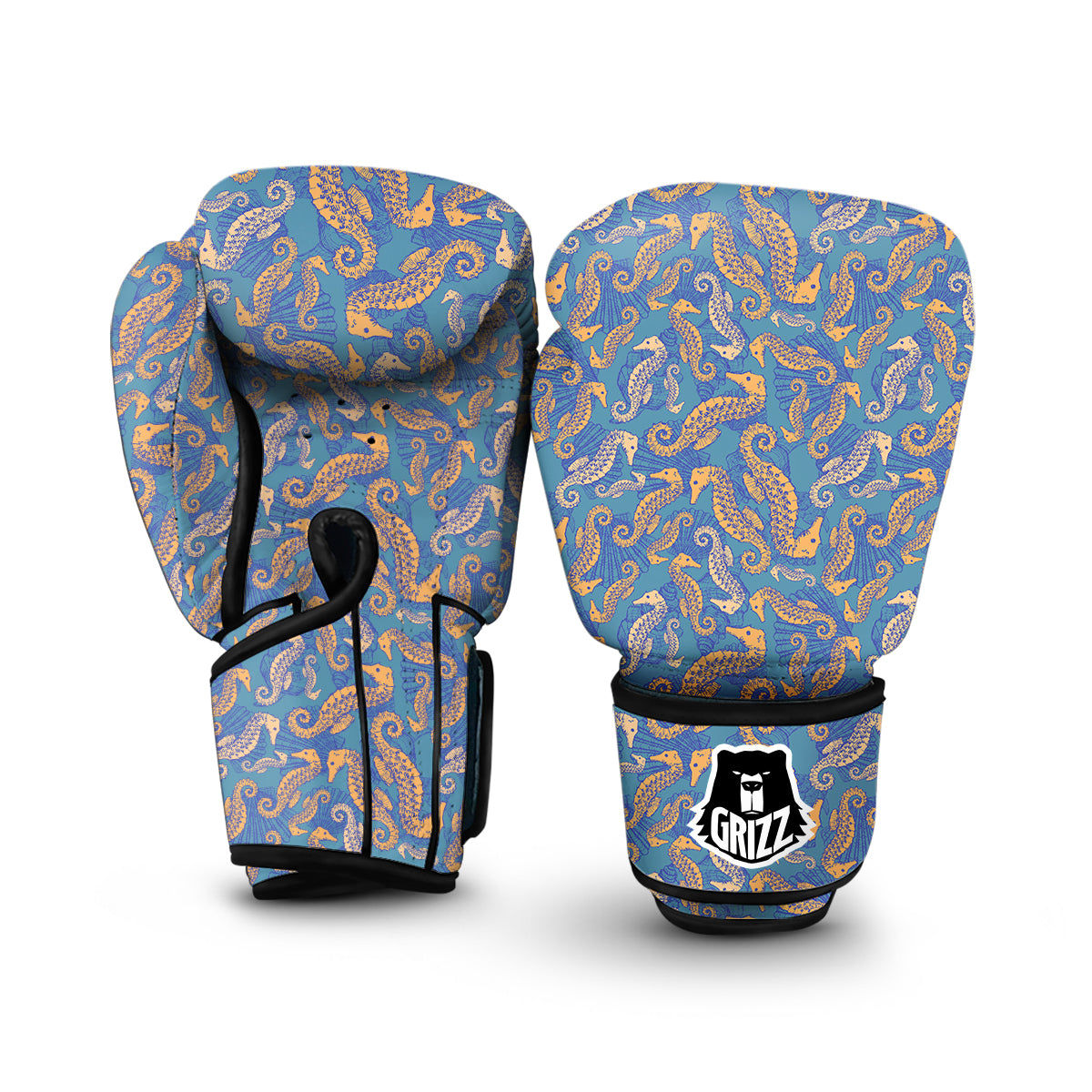 Pattern Print Seahorse Boxing Gloves-grizzshop