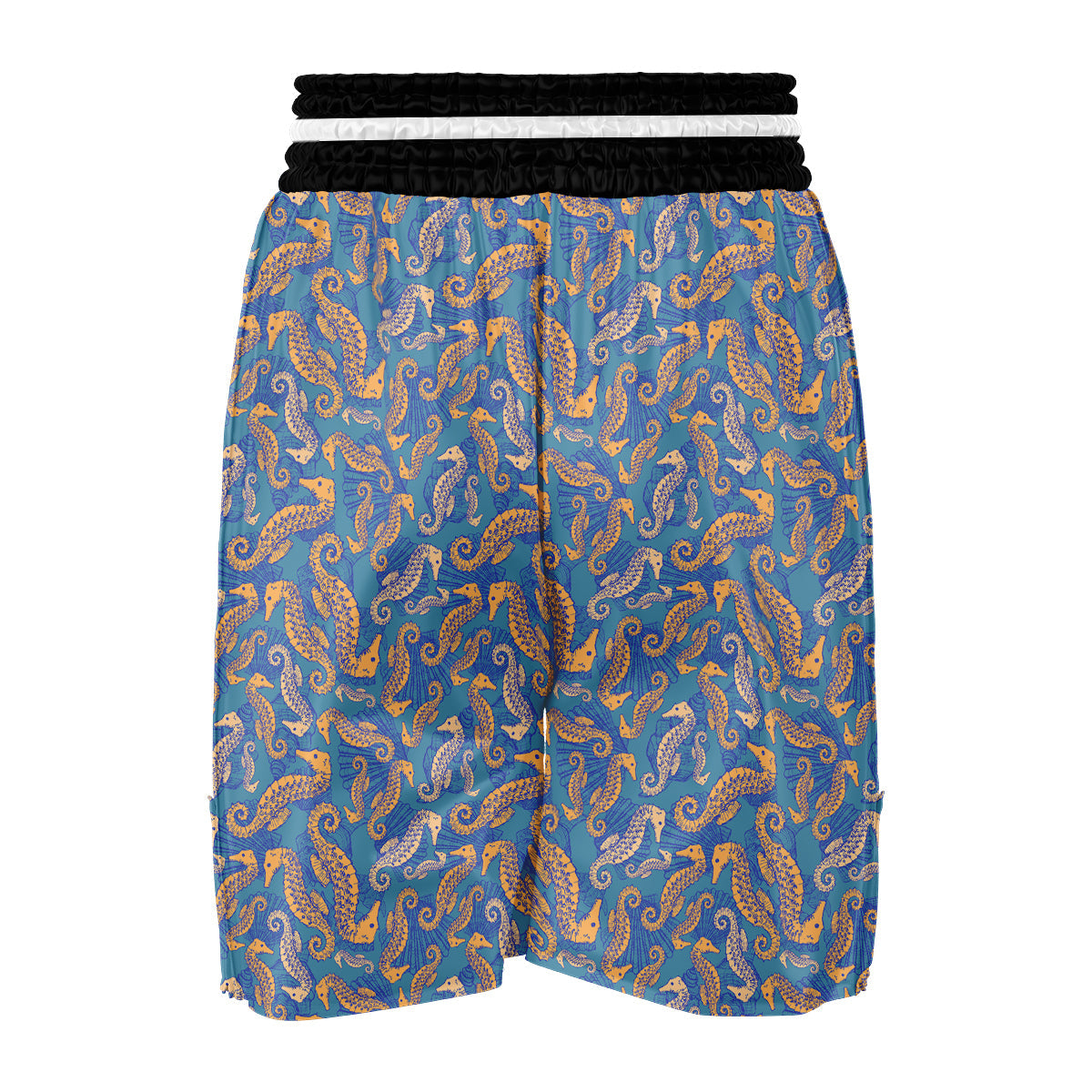 Pattern Print Seahorse Boxing Shorts-grizzshop