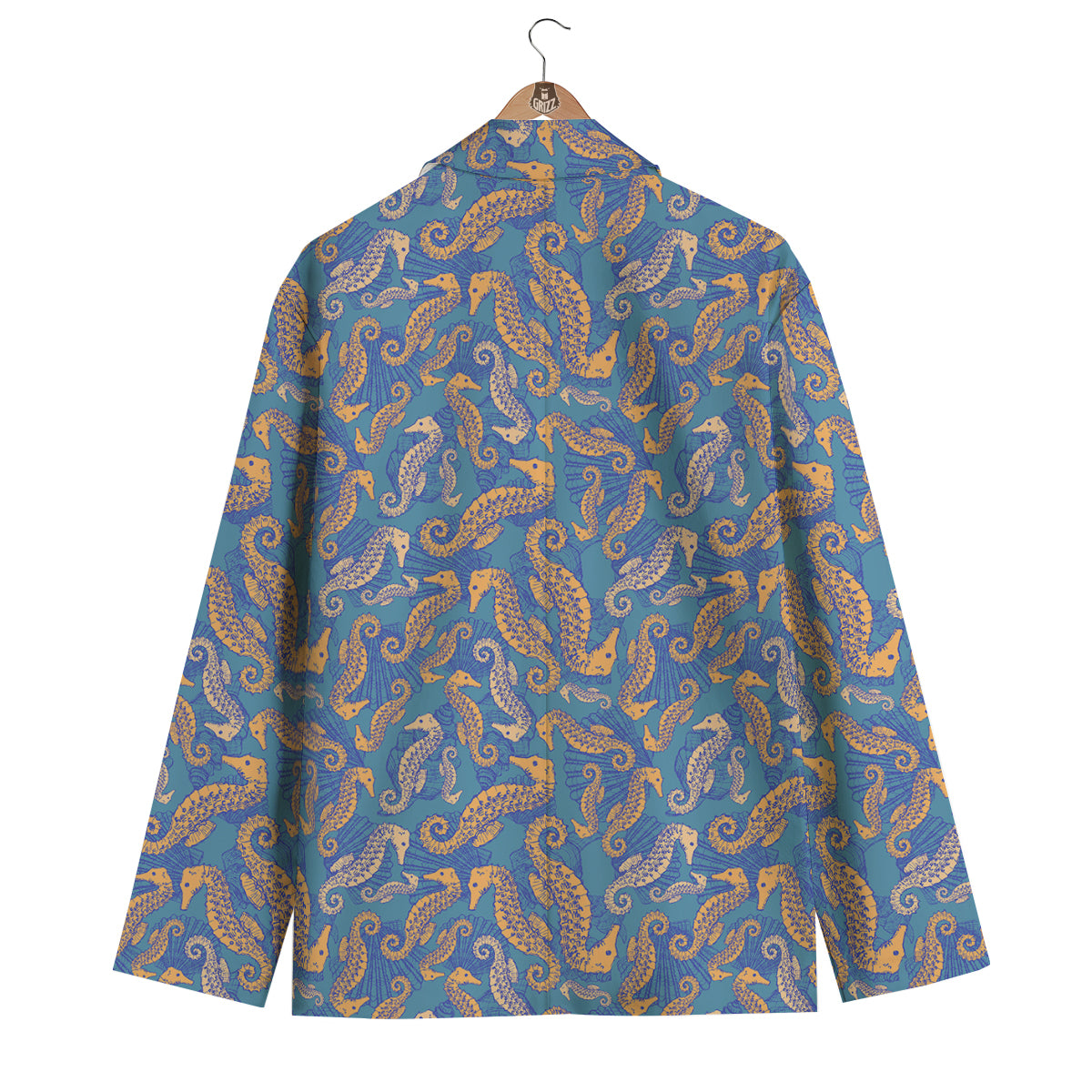 Pattern Print Seahorse Men's Blazer-grizzshop