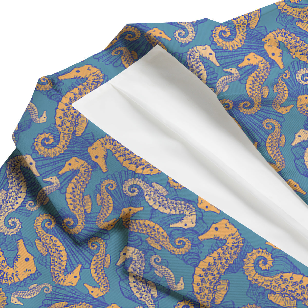 Pattern Print Seahorse Men's Blazer-grizzshop