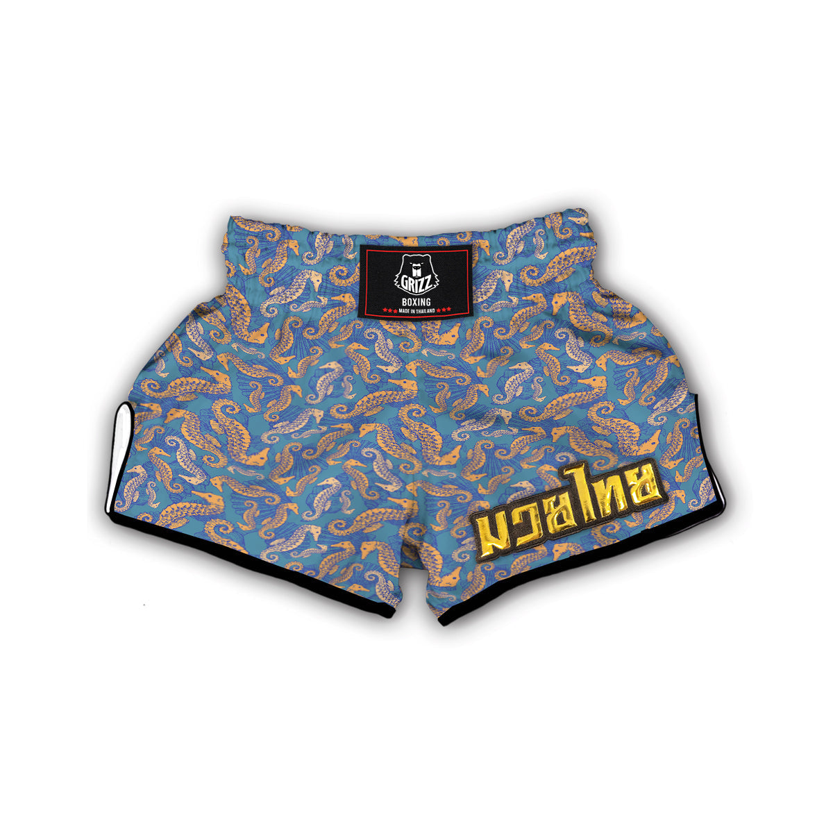 Pattern Print Seahorse Muay Thai Boxing Shorts-grizzshop