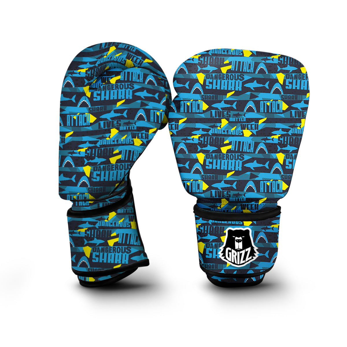 Pattern Print Shark Boxing Gloves-grizzshop