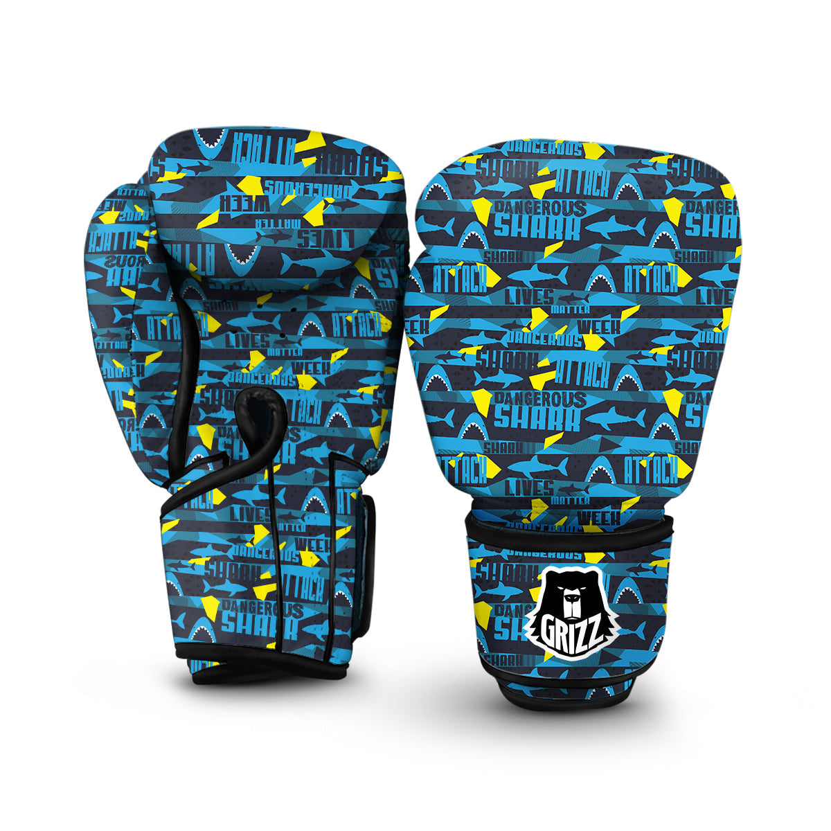 Pattern Print Shark Boxing Gloves-grizzshop