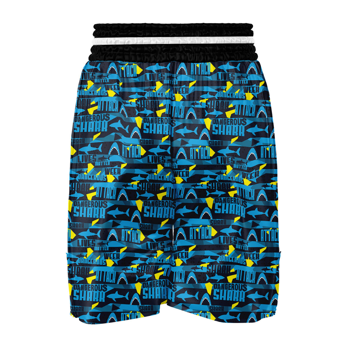 Pattern Print Shark Boxing Shorts-grizzshop