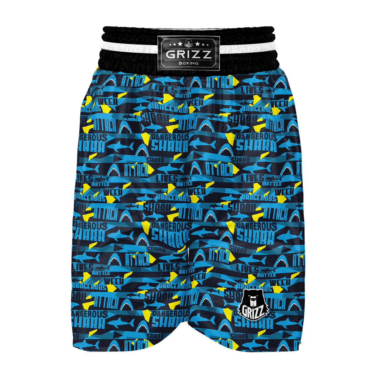 Pattern Print Shark Boxing Shorts-grizzshop