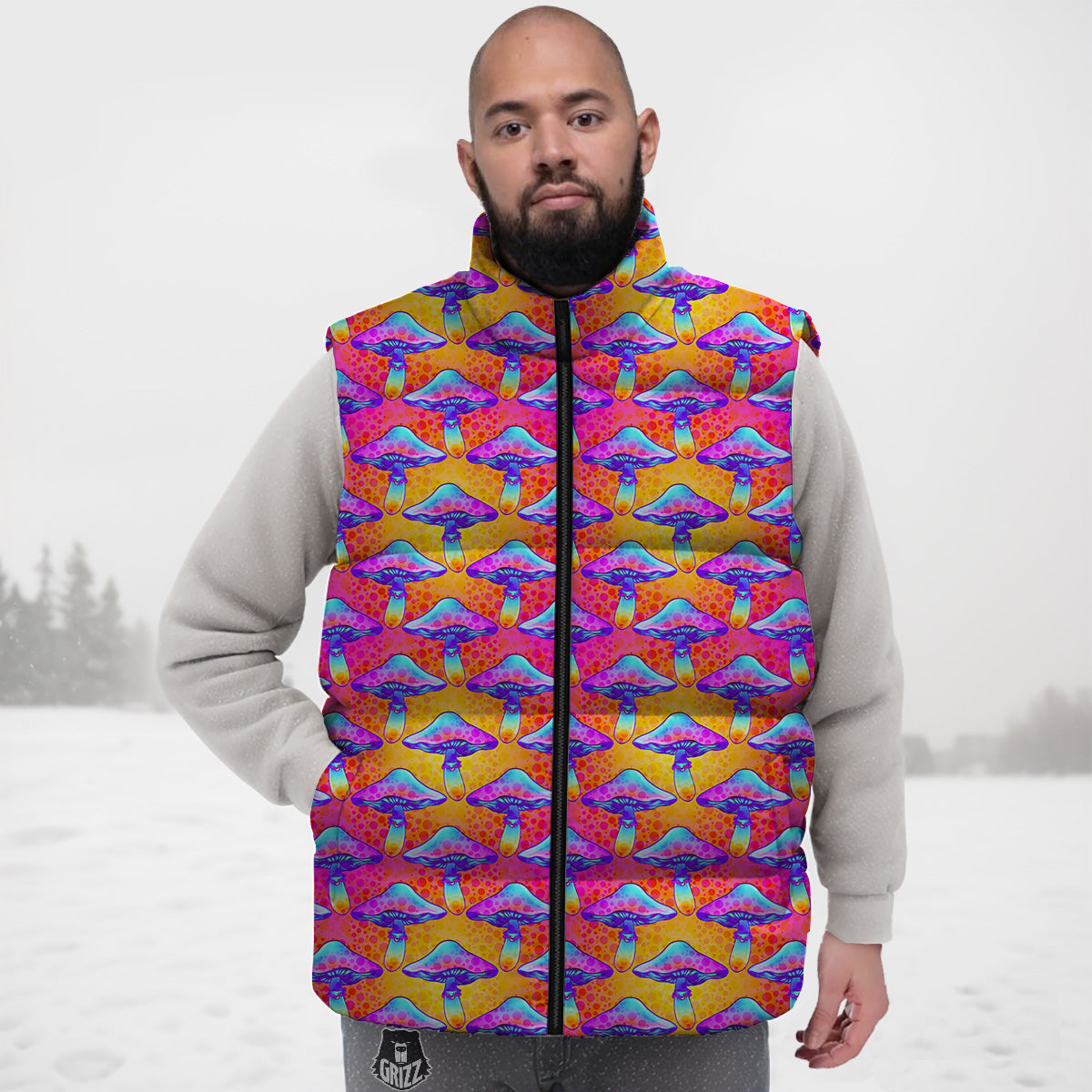 Pattern Print Shark Down Vest
