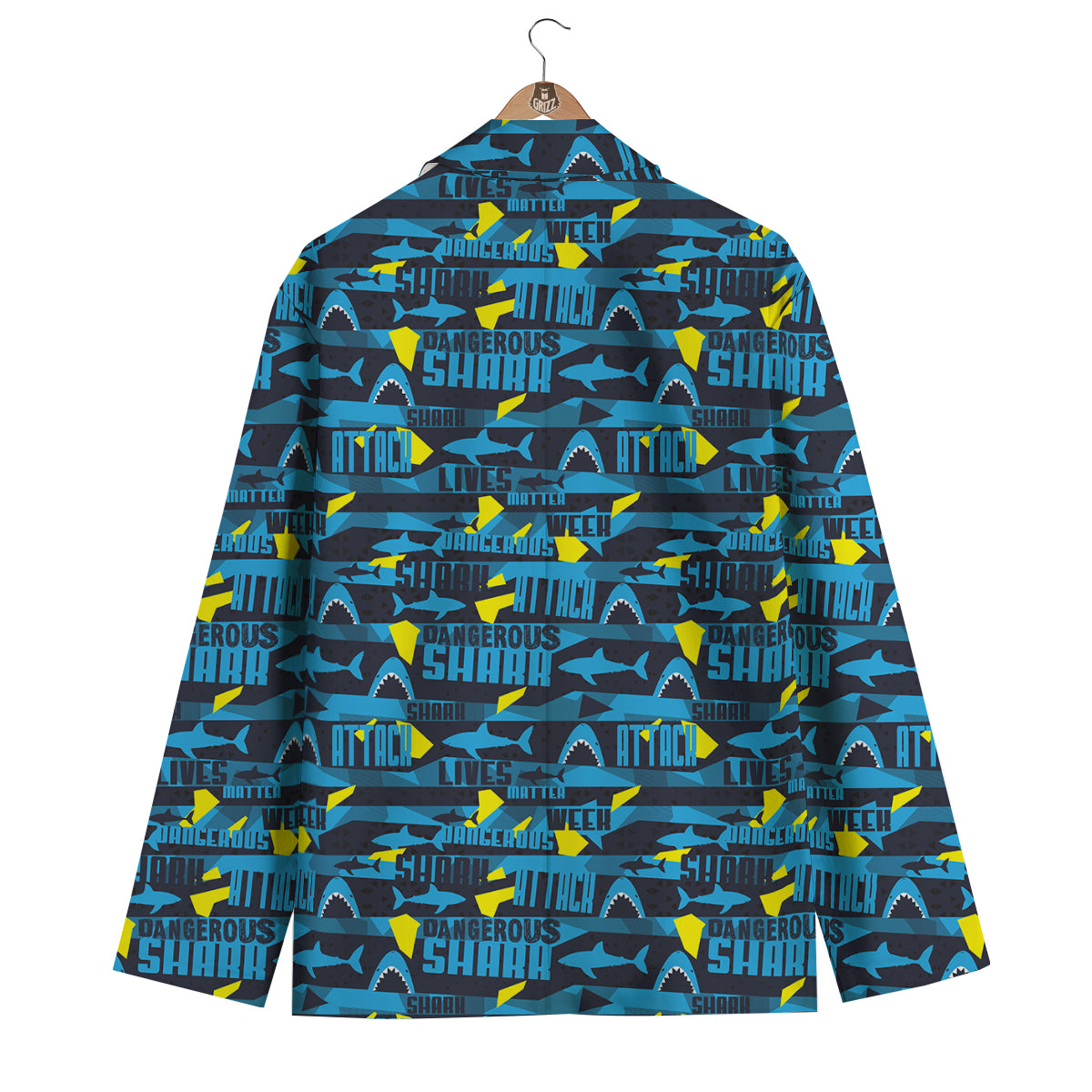 Pattern Print Shark Men's Blazer-grizzshop