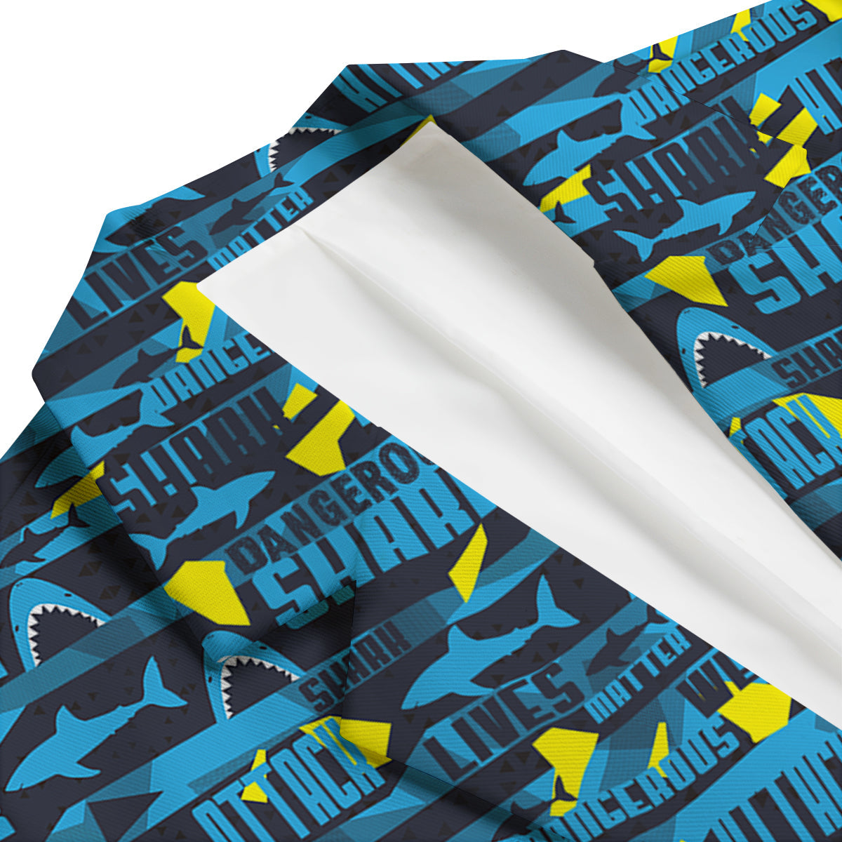 Pattern Print Shark Men's Blazer-grizzshop