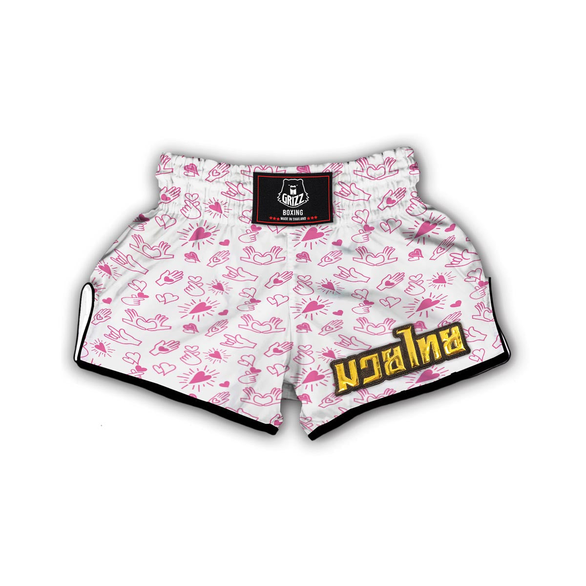 Pattern Print Sign Language Muay Thai Boxing Shorts-grizzshop