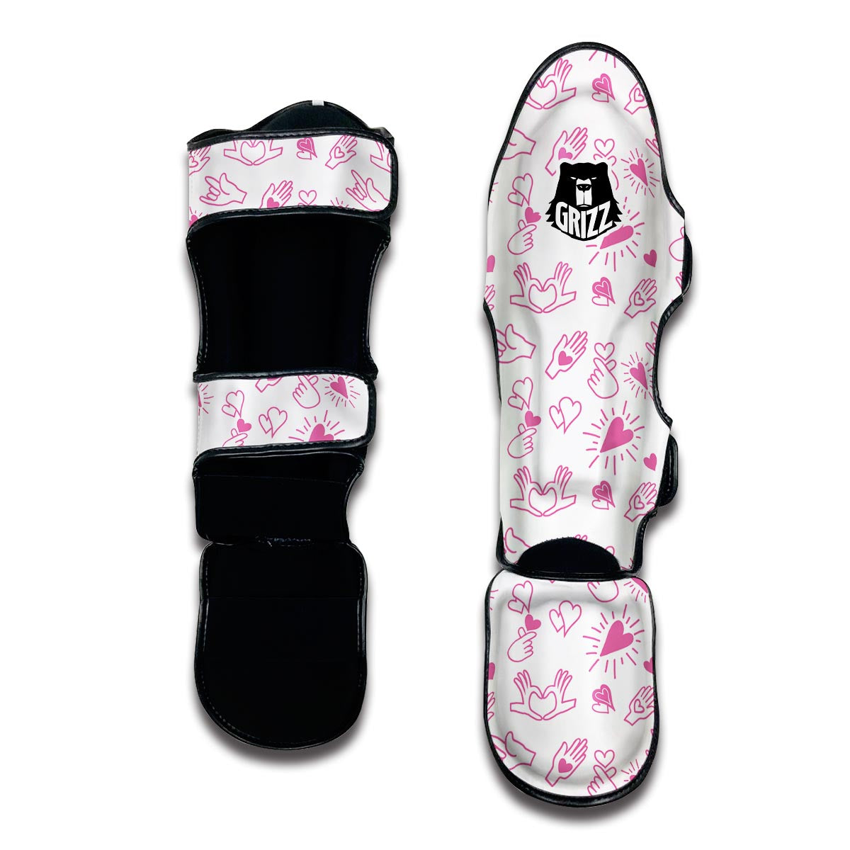 Pattern Print Sign Language Muay Thai Shin Guards-grizzshop