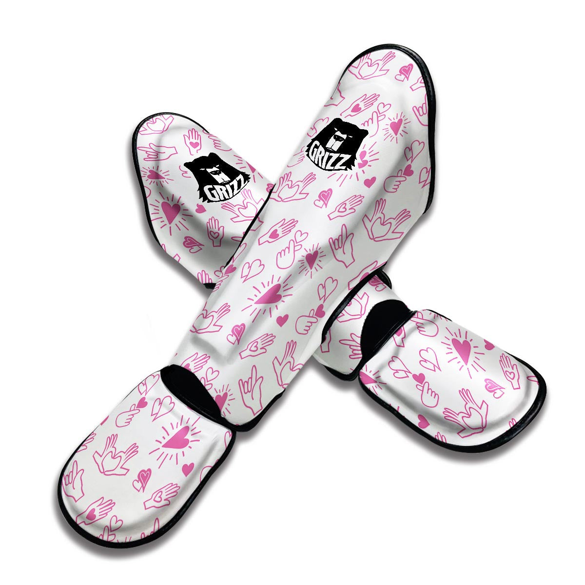 Pattern Print Sign Language Muay Thai Shin Guards-grizzshop