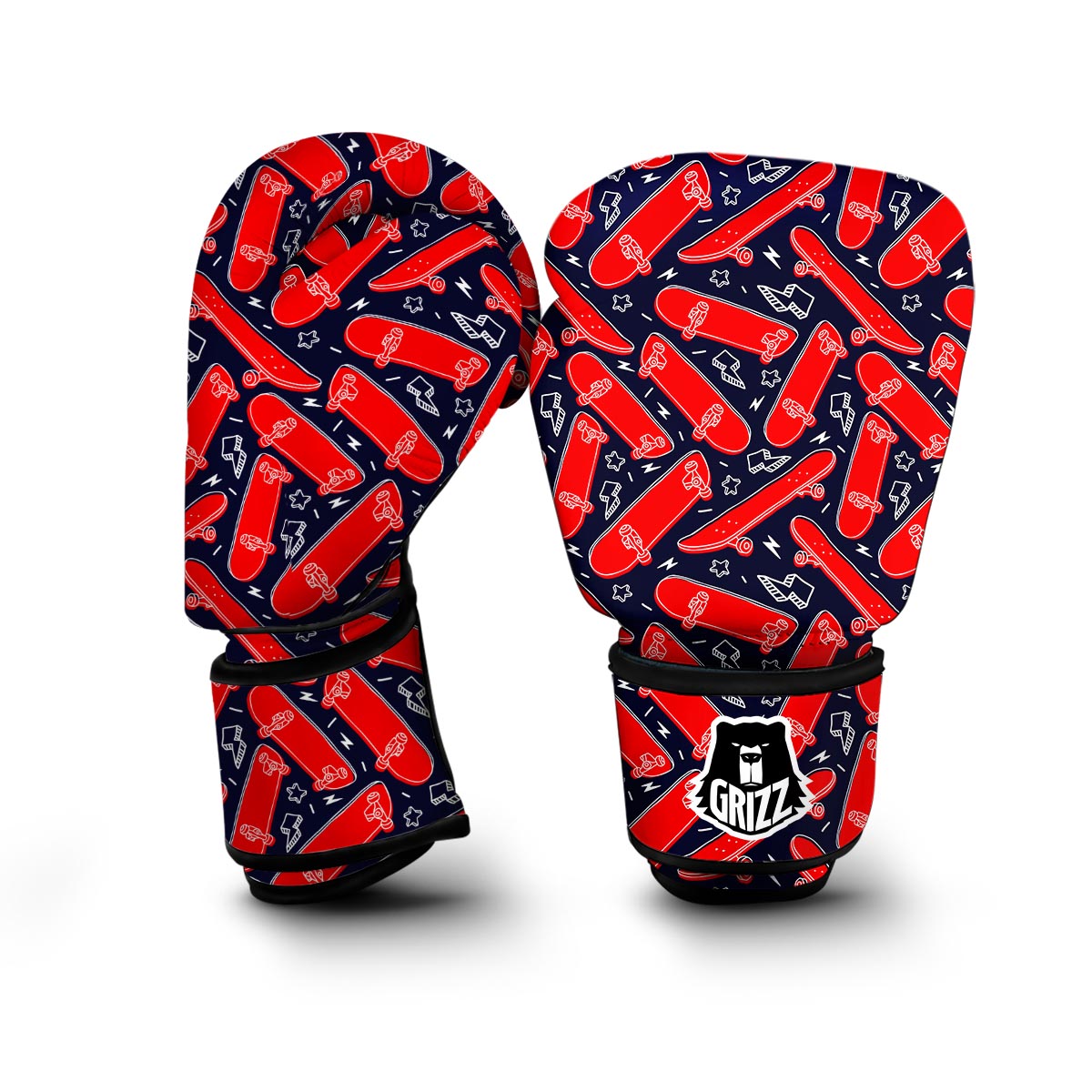 Pattern Print Skateboard Boxing Gloves-grizzshop