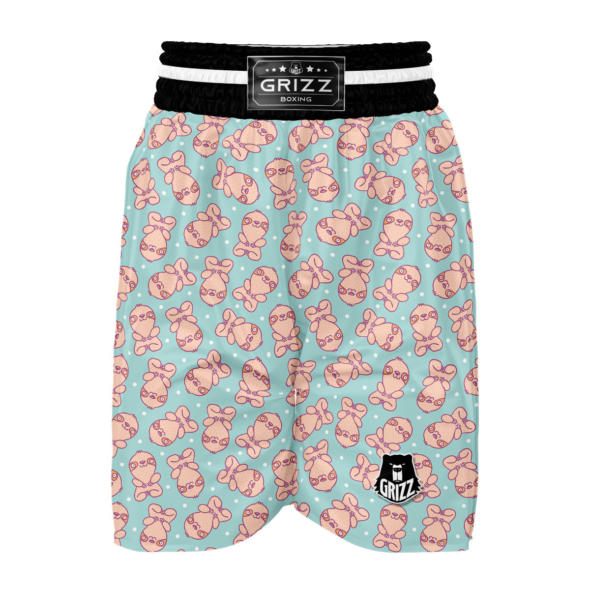 Pattern Print Sloth Boxing Shorts-grizzshop