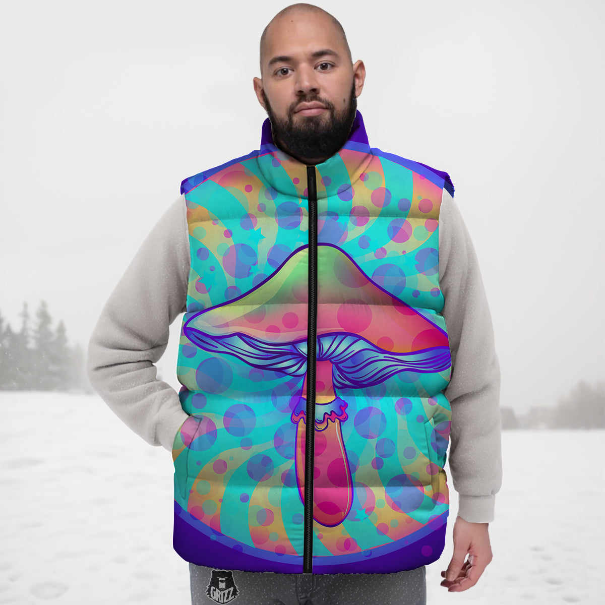 Pattern Print Sloth Down Vest