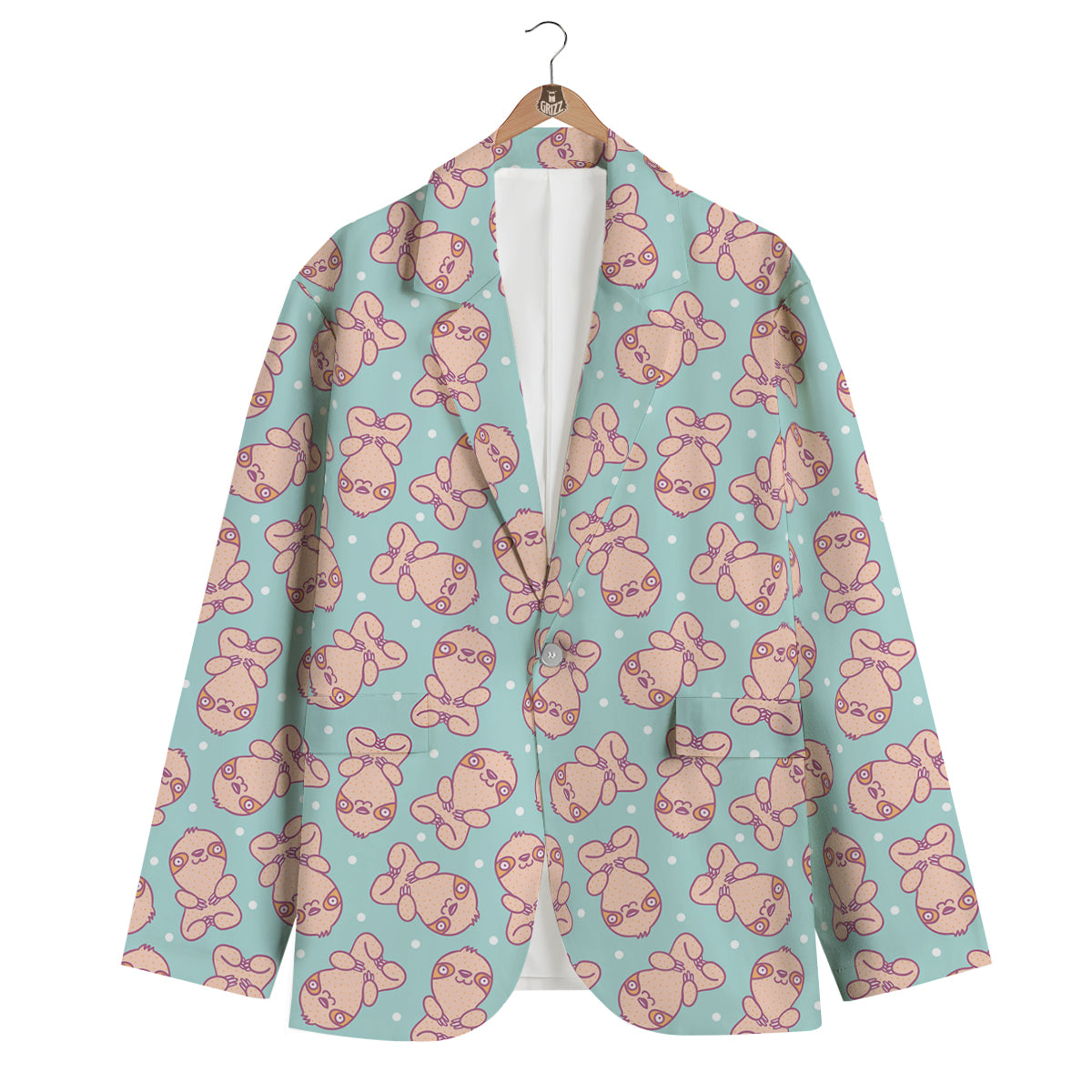 Pattern Print Sloth Men's Blazer-grizzshop