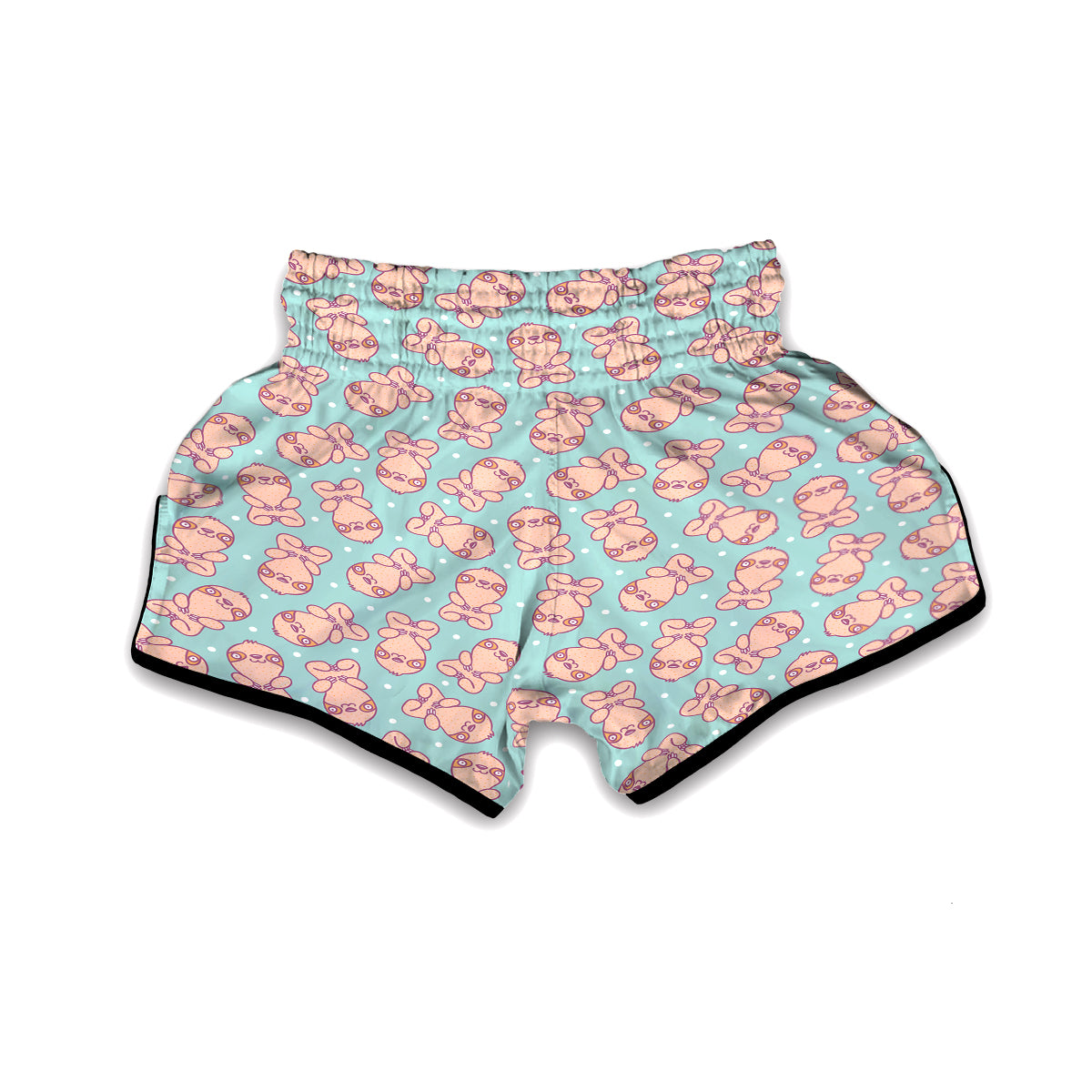 Pattern Print Sloth Muay Thai Boxing Shorts-grizzshop
