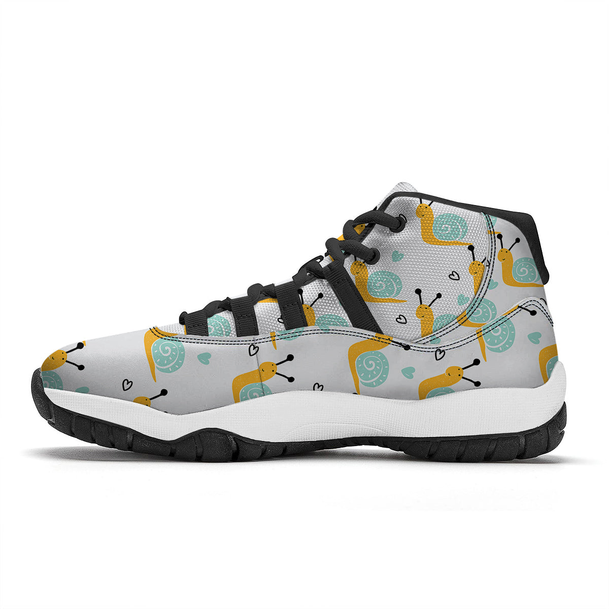 Pattern Print Snail Black Bball Shoes-grizzshop
