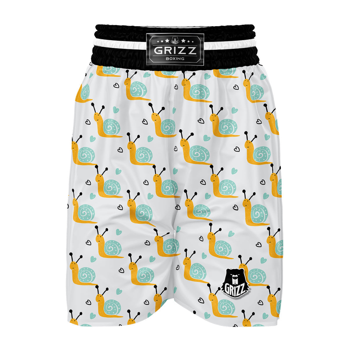 Pattern Print Snail Boxing Shorts-grizzshop