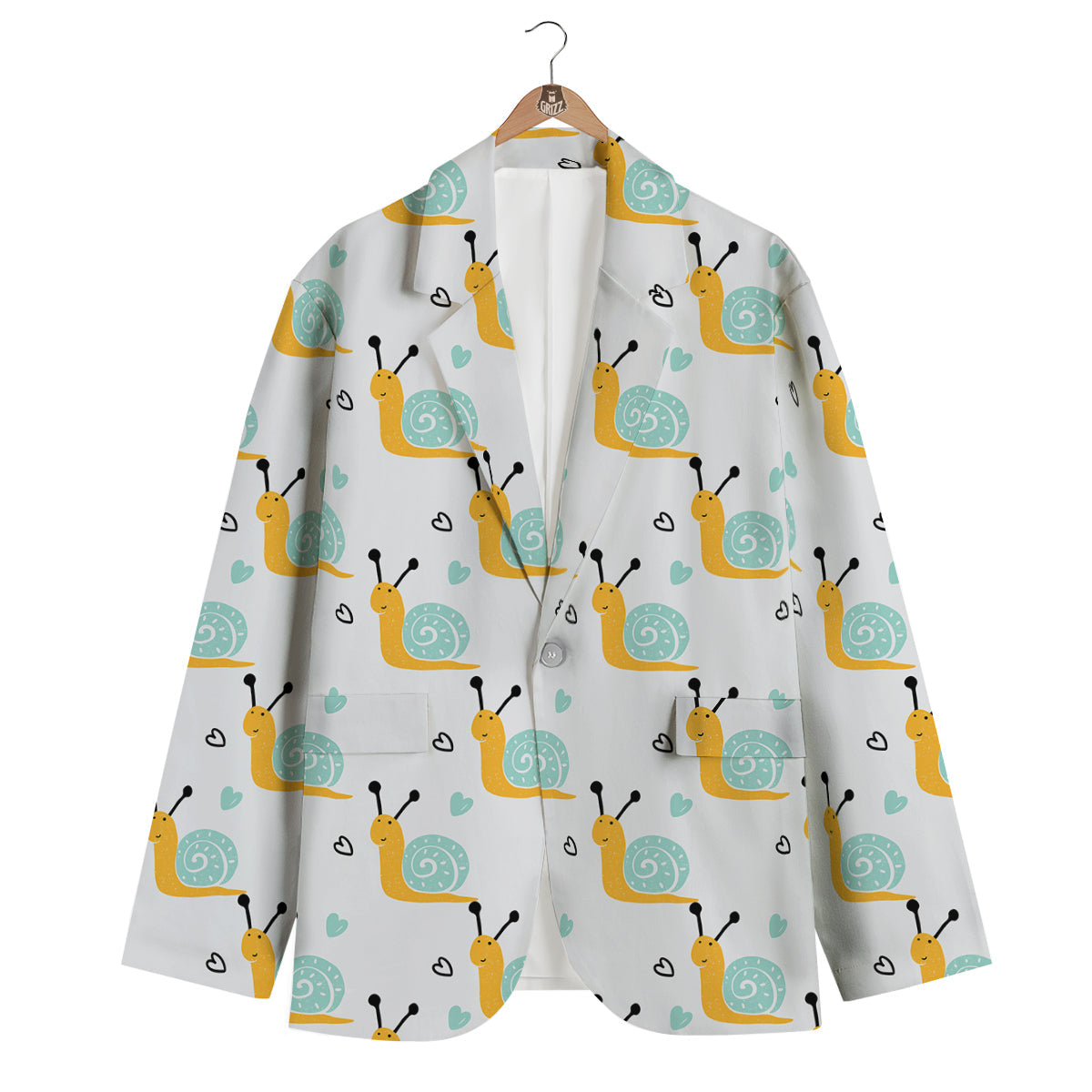 Pattern Print Snail Men's Blazer-grizzshop