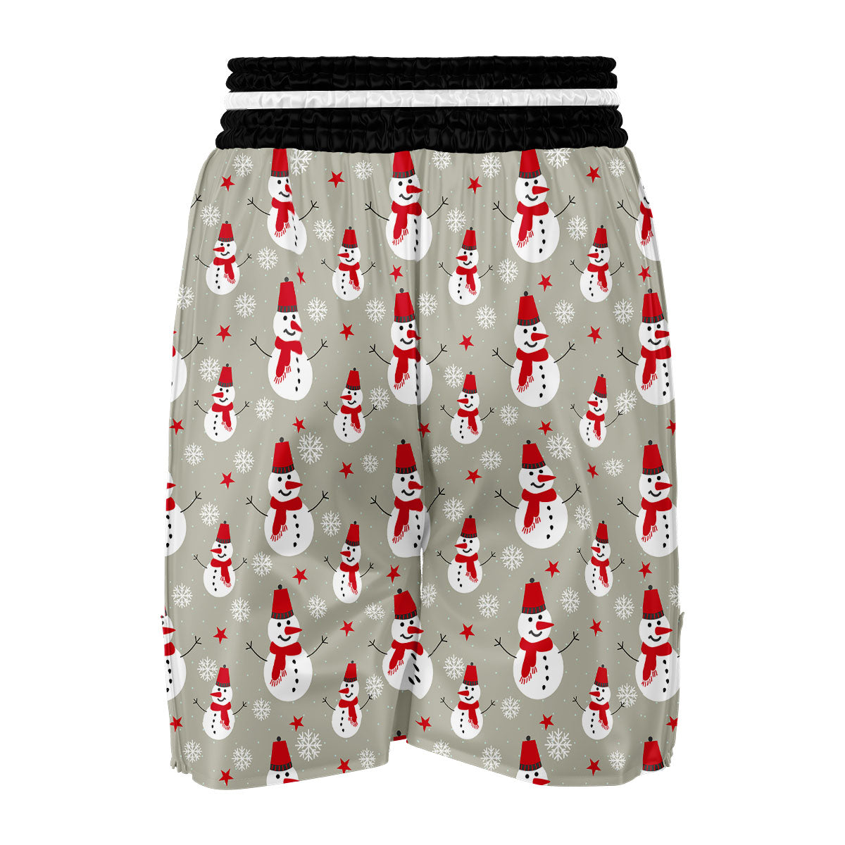 Pattern Print Snowflake Snowman Boxing Shorts-grizzshop
