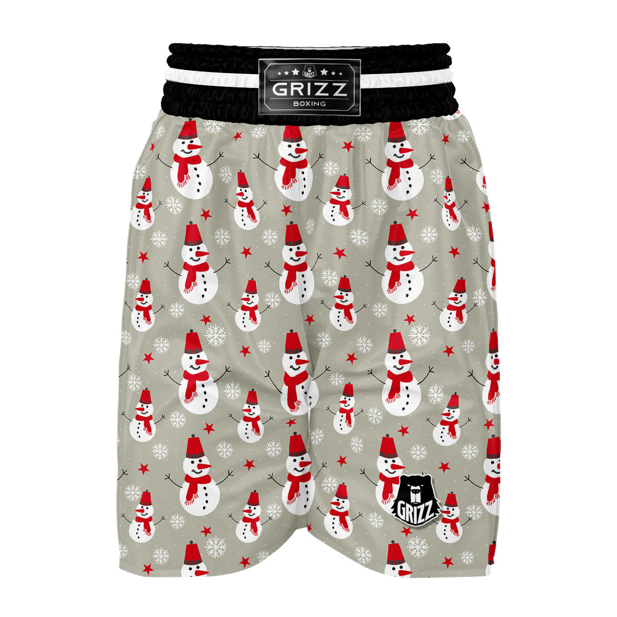 Pattern Print Snowflake Snowman Boxing Shorts-grizzshop