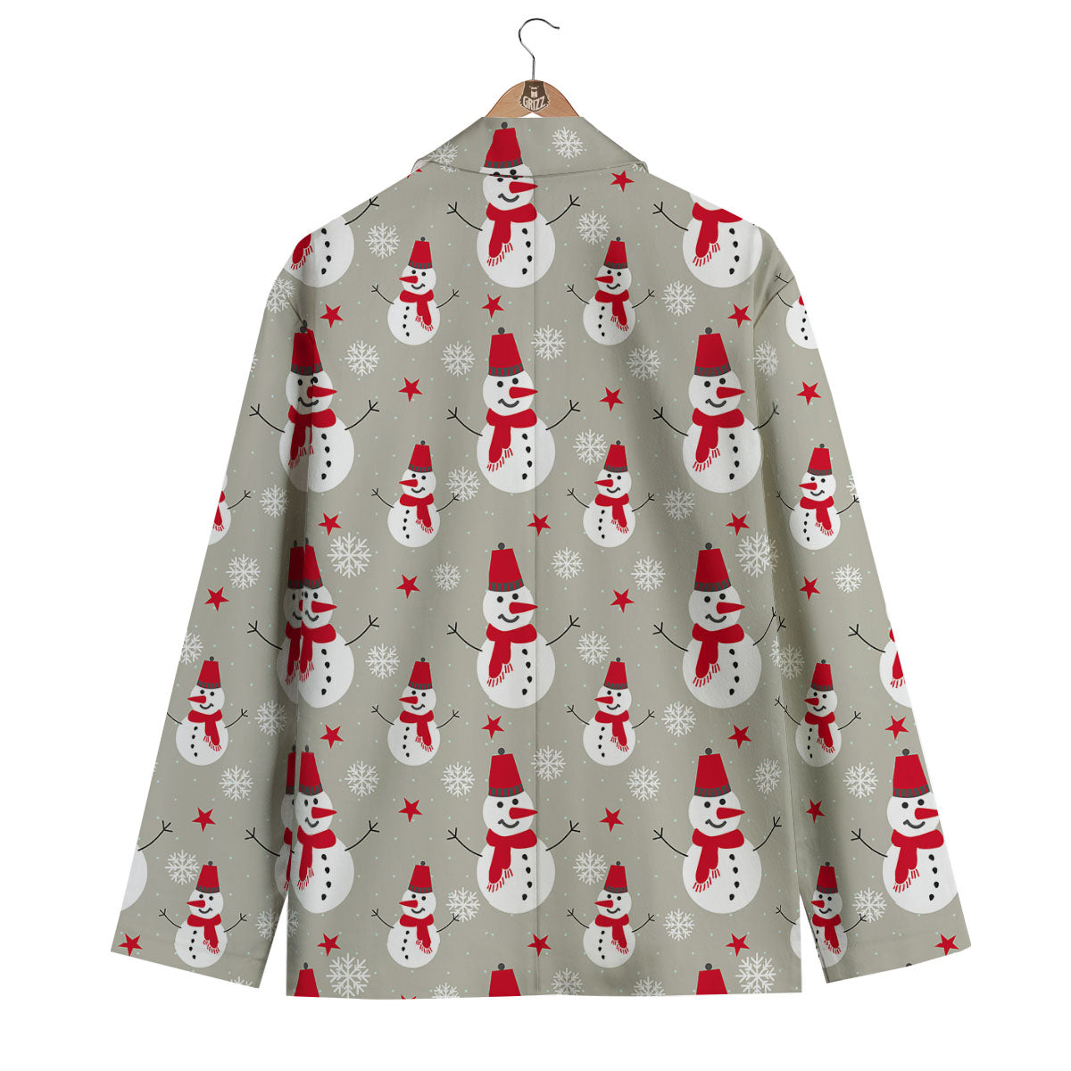 Pattern Print Snowflake Snowman Men's Blazer-grizzshop