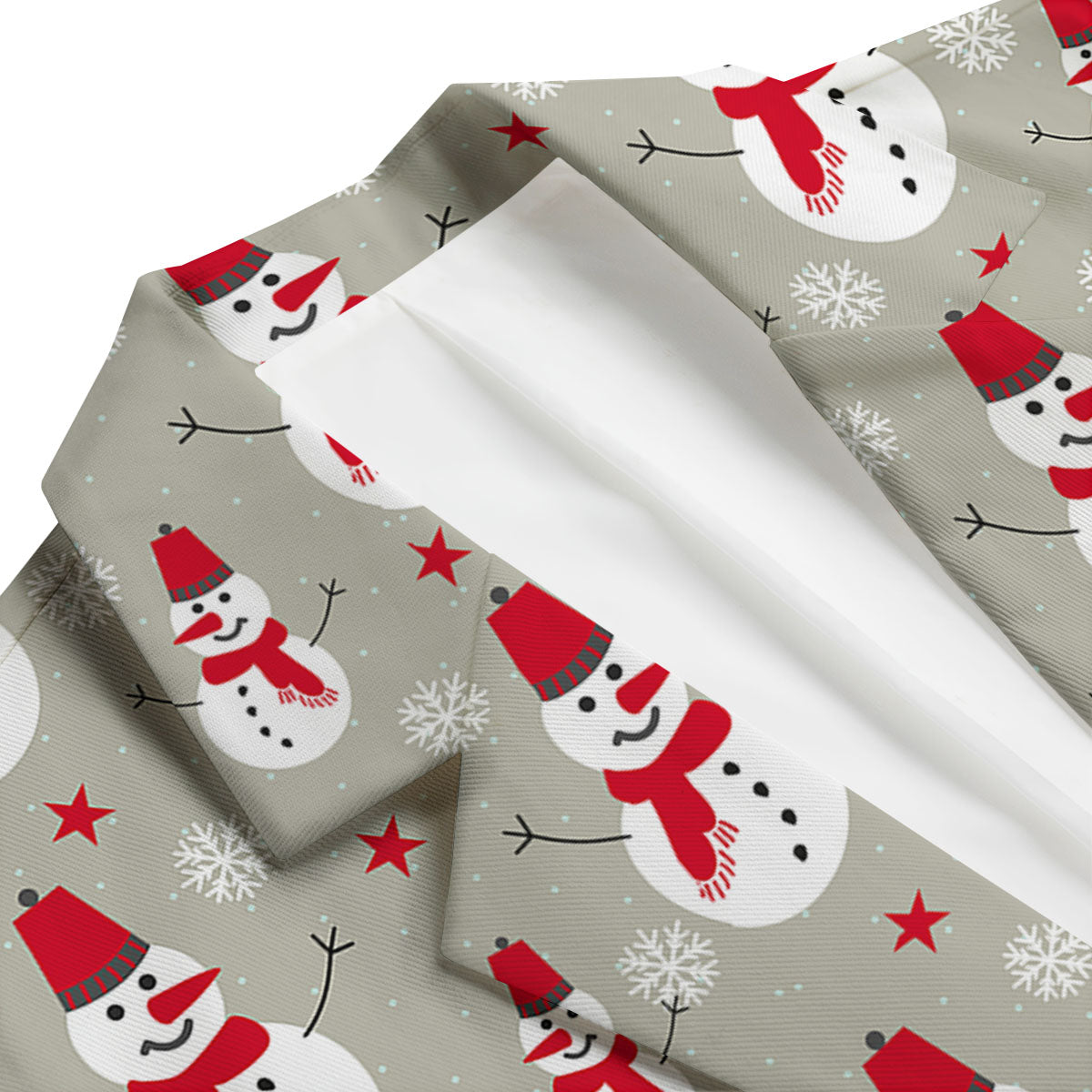 Pattern Print Snowflake Snowman Men's Blazer-grizzshop
