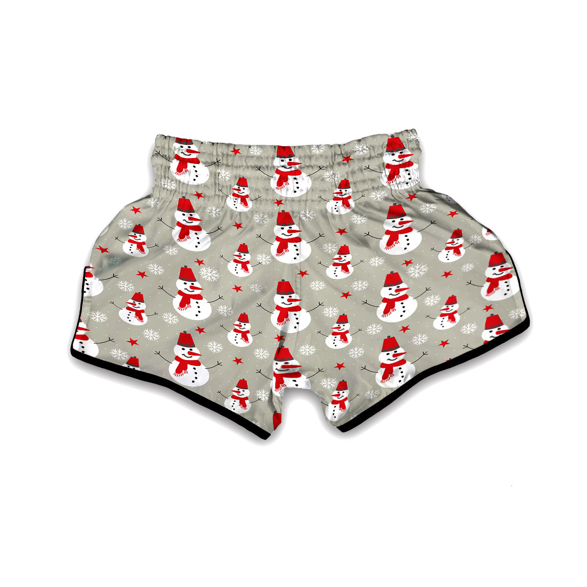 Pattern Print Snowflake Snowman Muay Thai Boxing Shorts-grizzshop