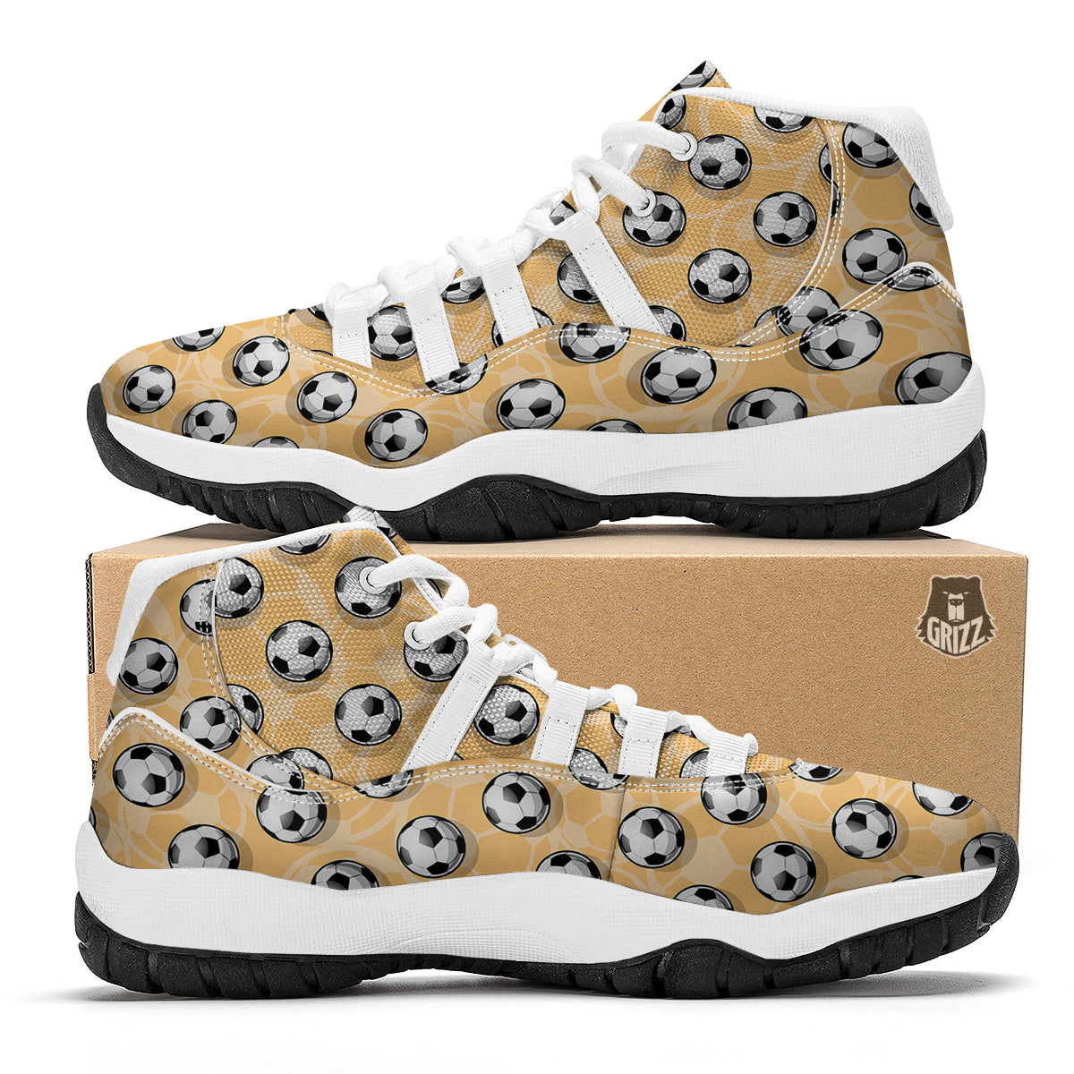Pattern Print Soccer White Bball Shoes-grizzshop