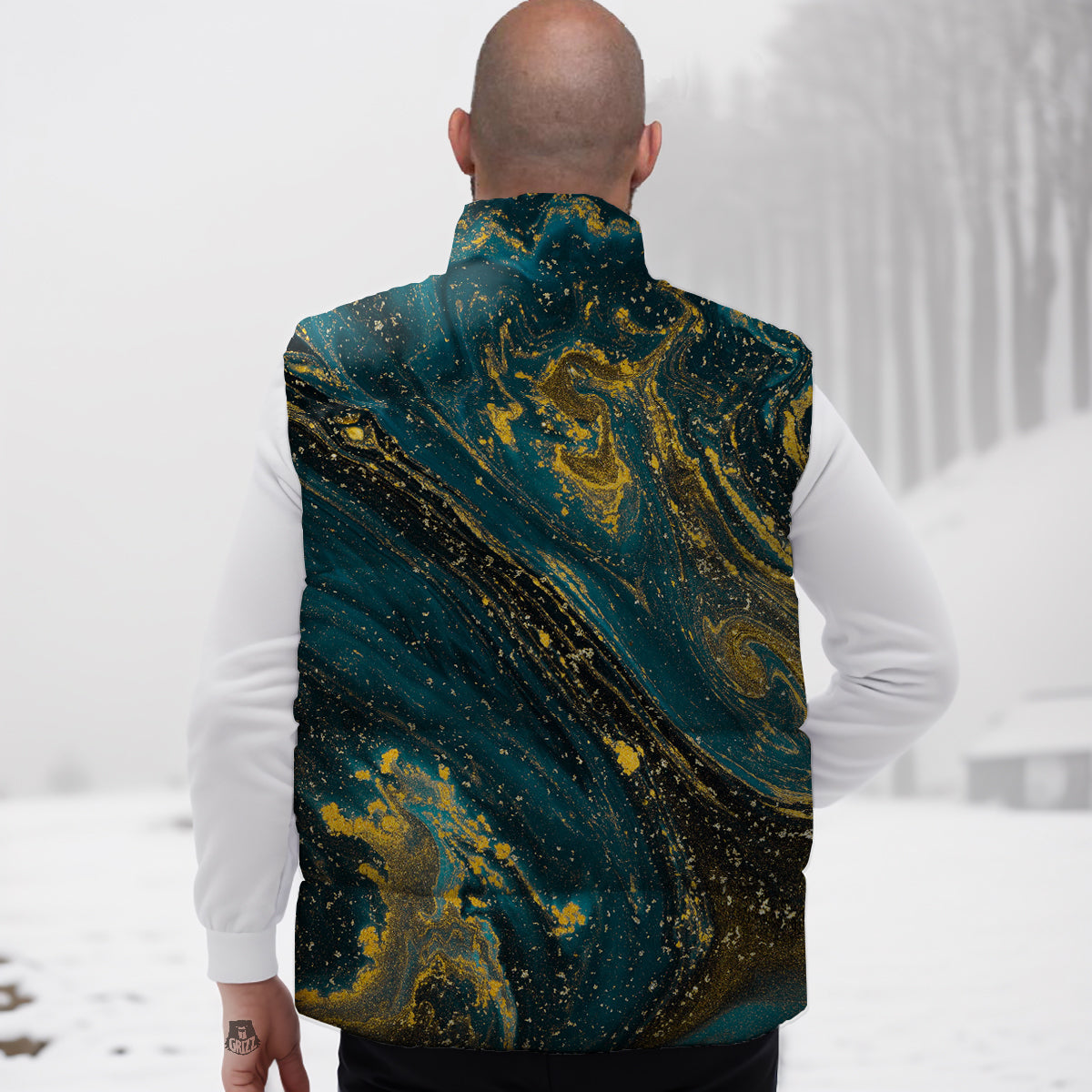 Pattern Print Softball Down Vest